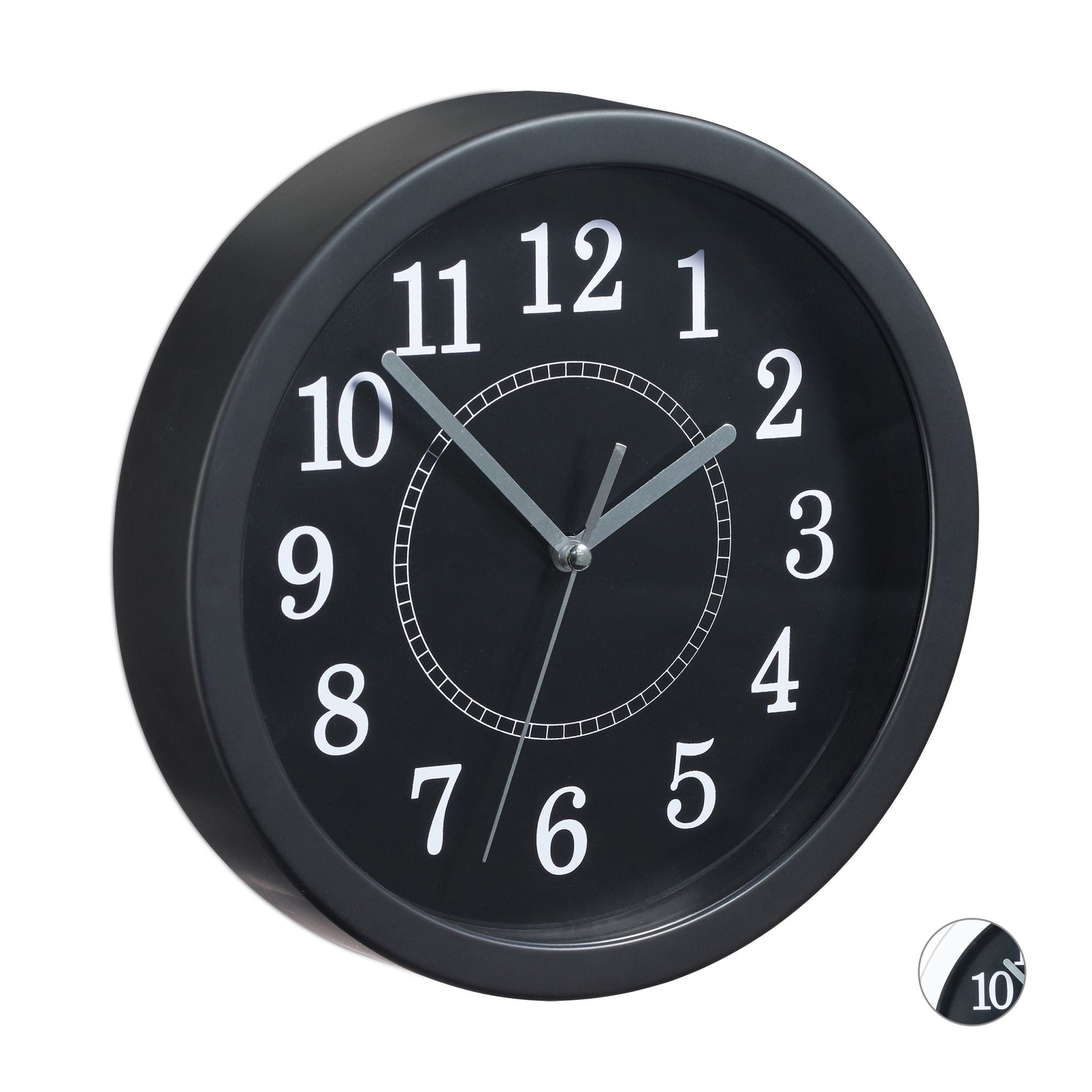 Wanduhr rund 20cm Weiss-Schwarz-Grau von Relaxdays