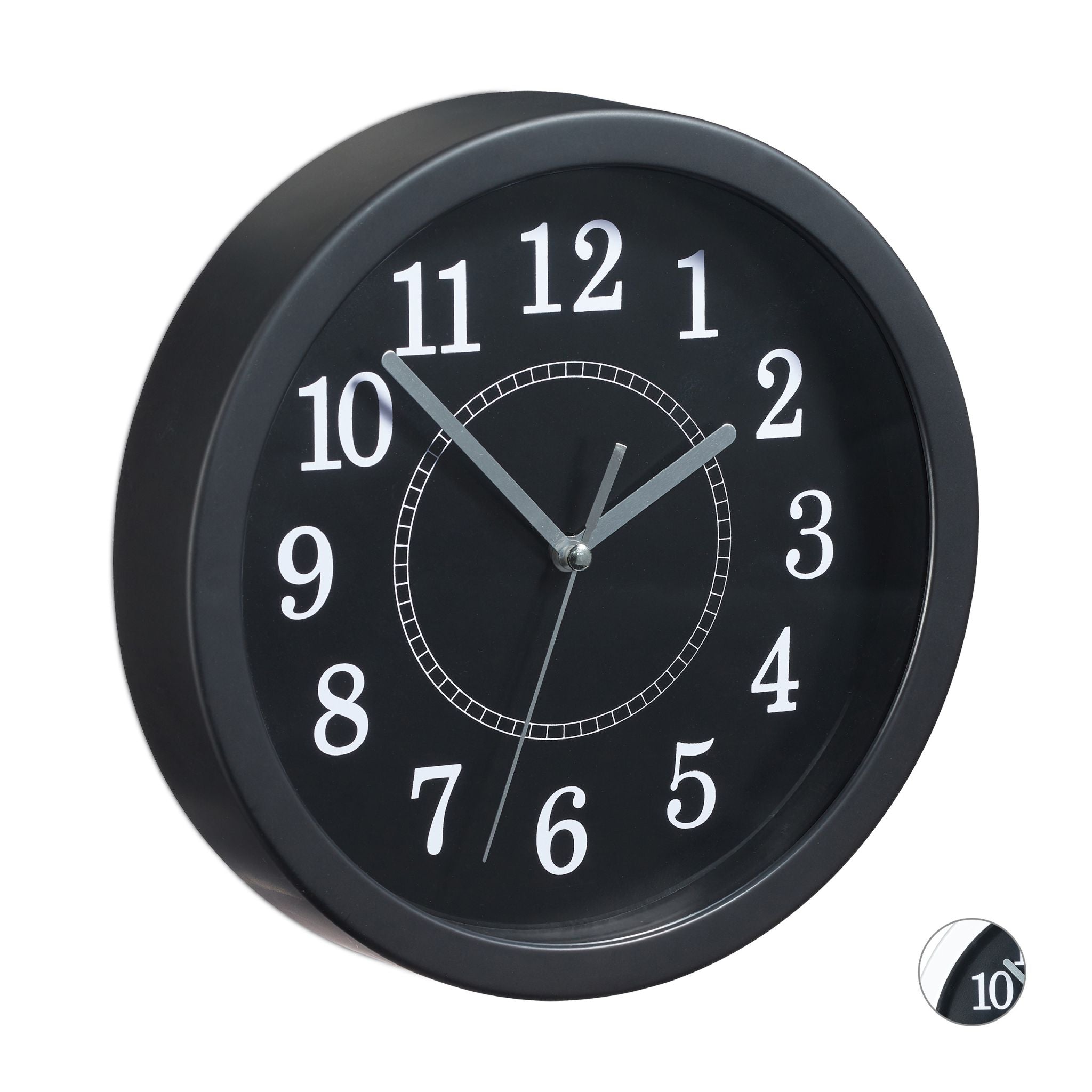 Wanduhr rund 20cm Weiss-Schwarz-Grau von Relaxdays