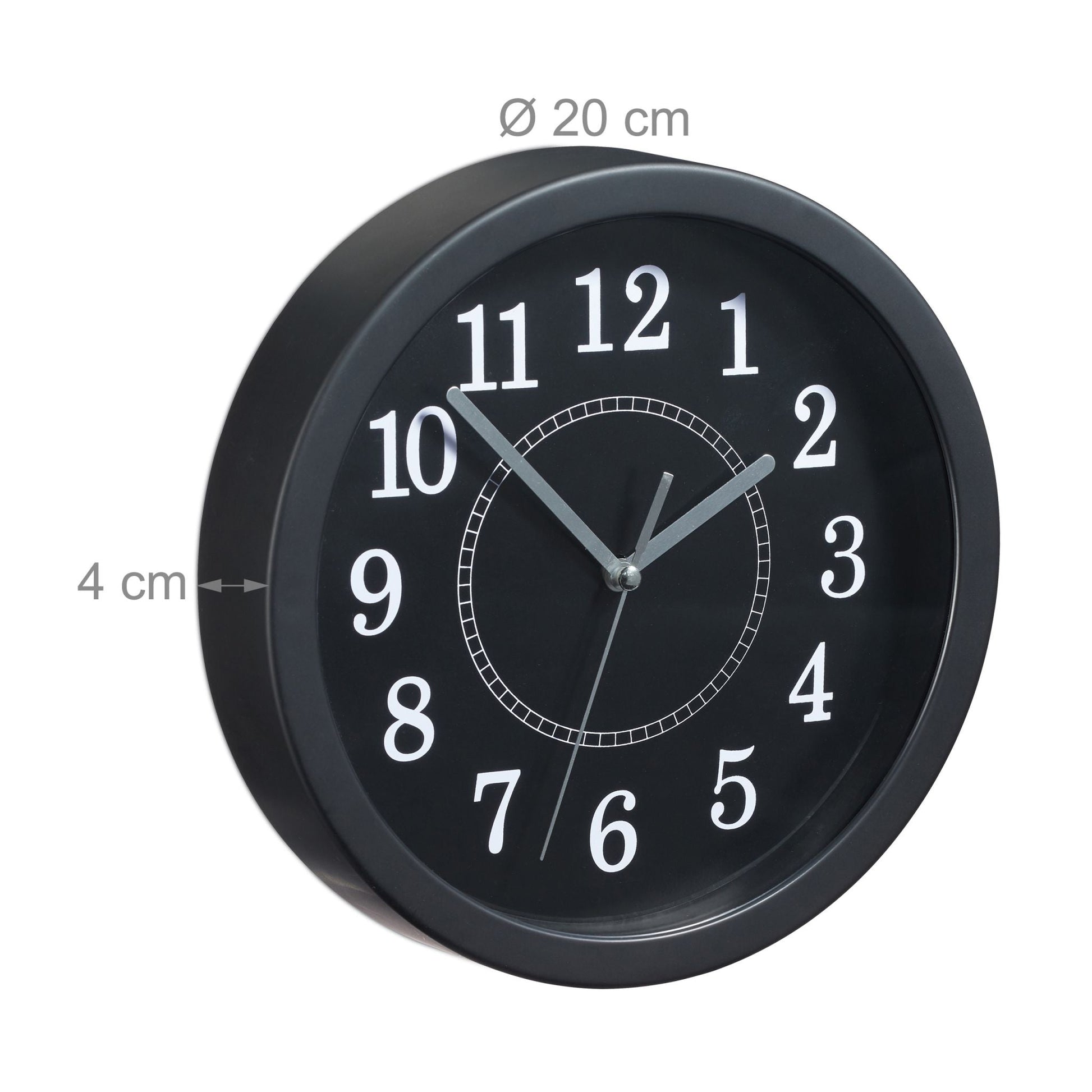 Wanduhr rund 20cm Weiss-Schwarz-Grau von Relaxdays