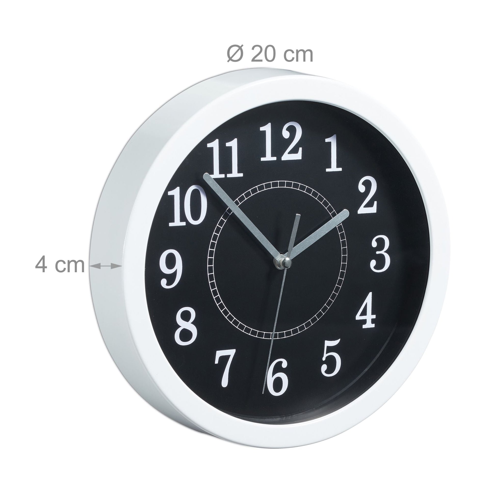 Wanduhr rund 20cm Weiss-Schwarz-Grau von Relaxdays