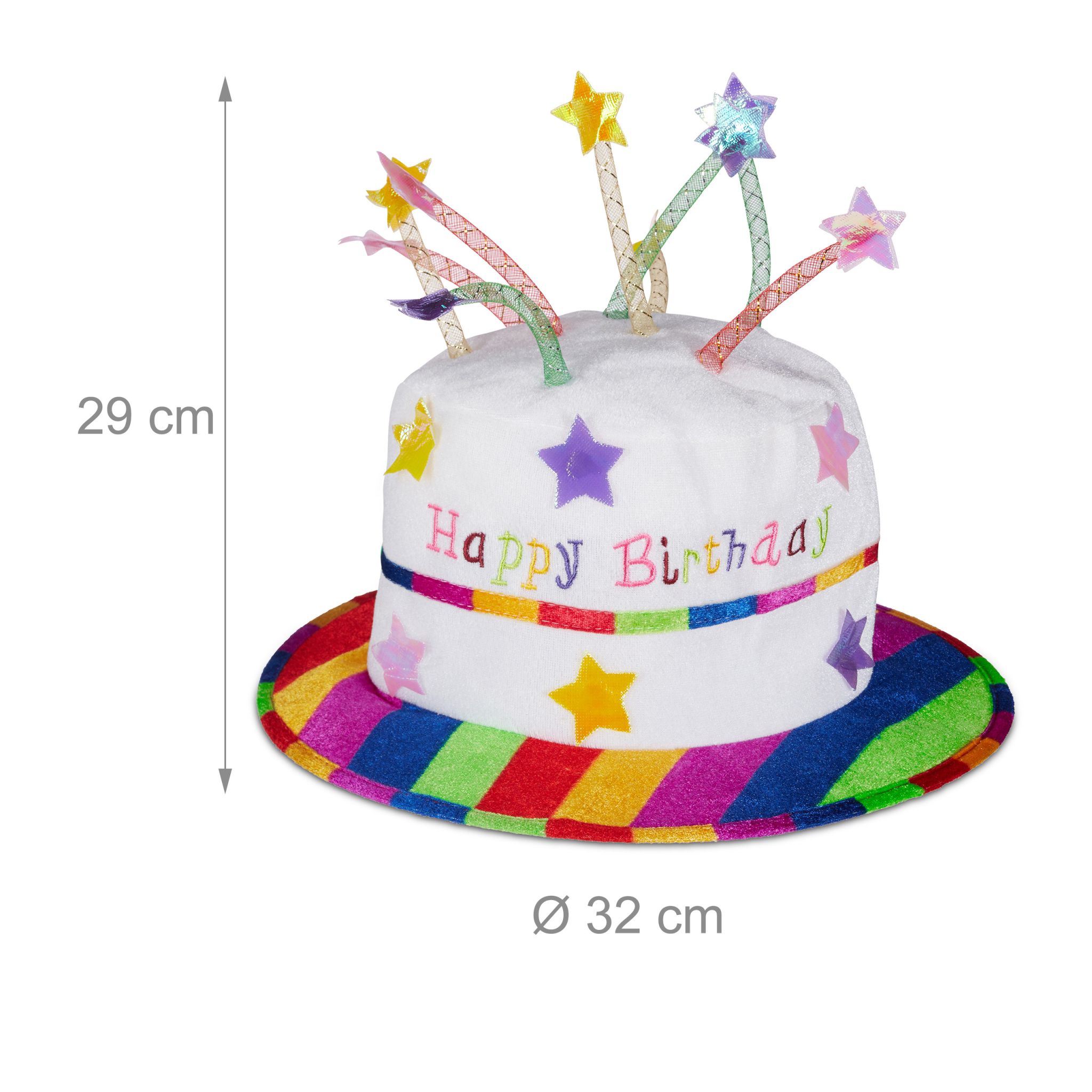 Happy Birthday Hut Torte Weiss-Blau-Rot von Relaxdays