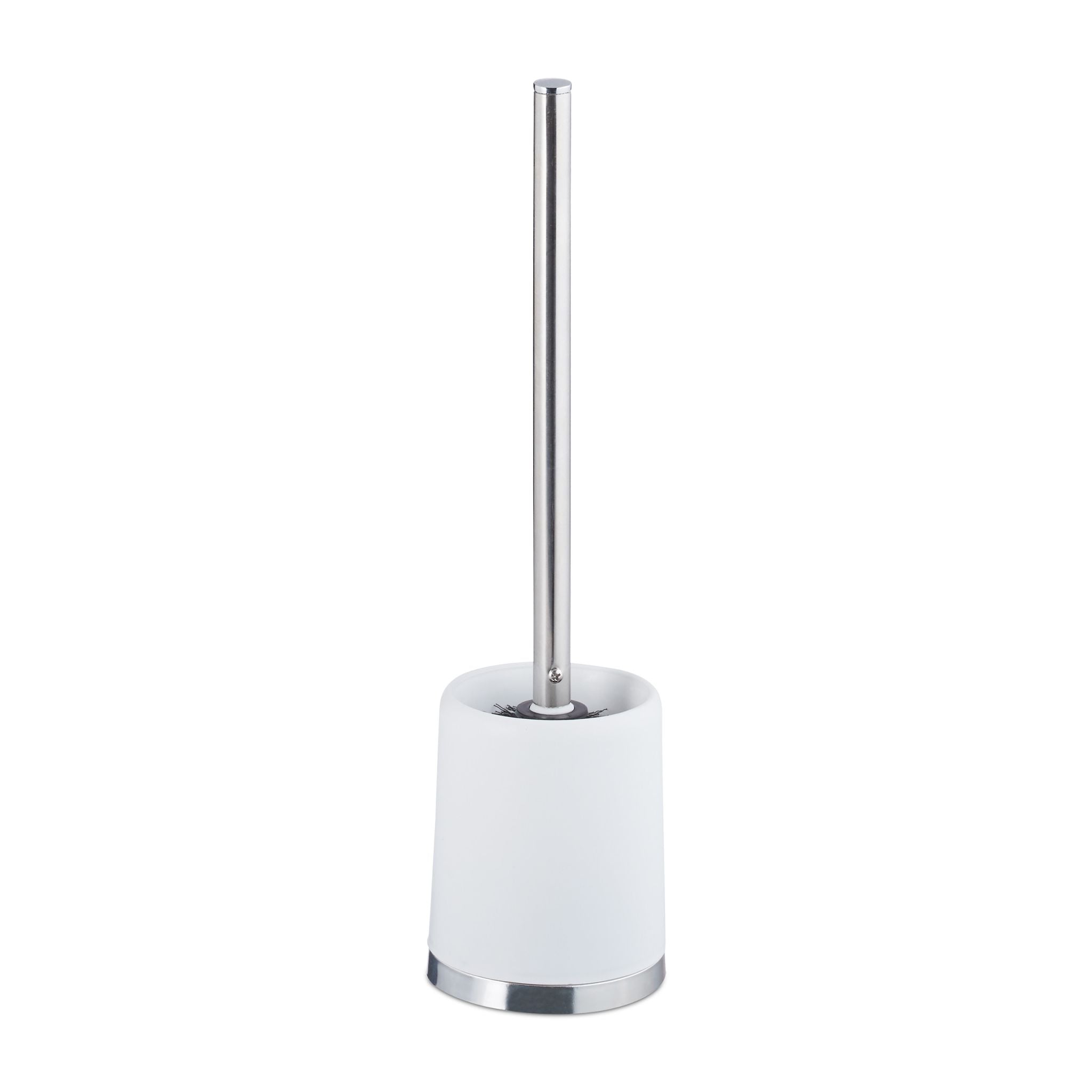 WC-Garnitur rund Weiss-Schwarz-Silber