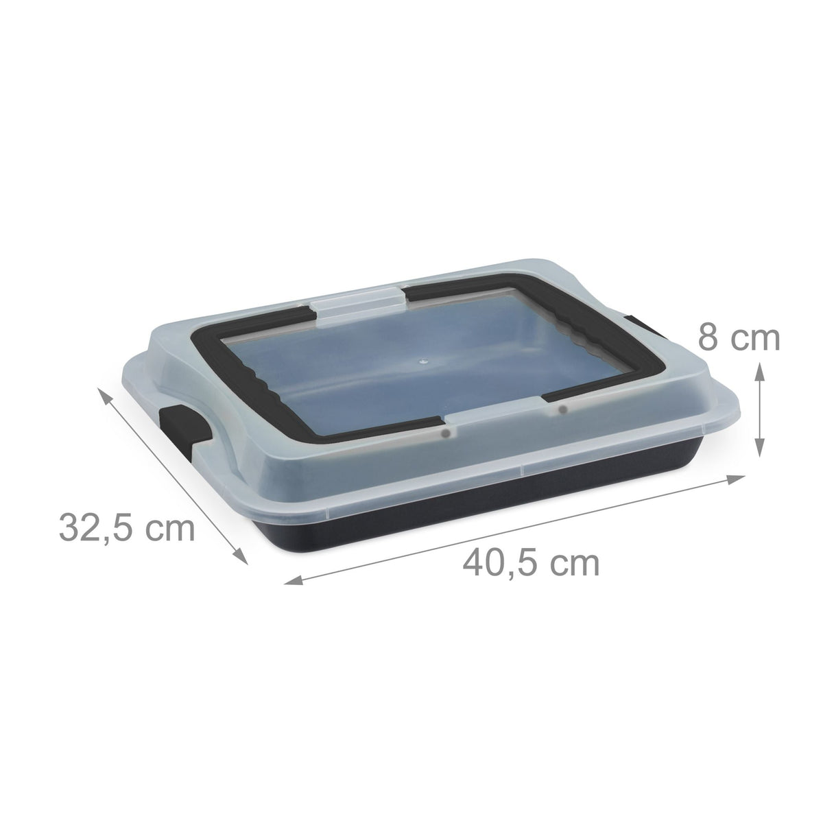 Backblech mit Deckel 3in1 Schwarz-Transparent von Relaxdays