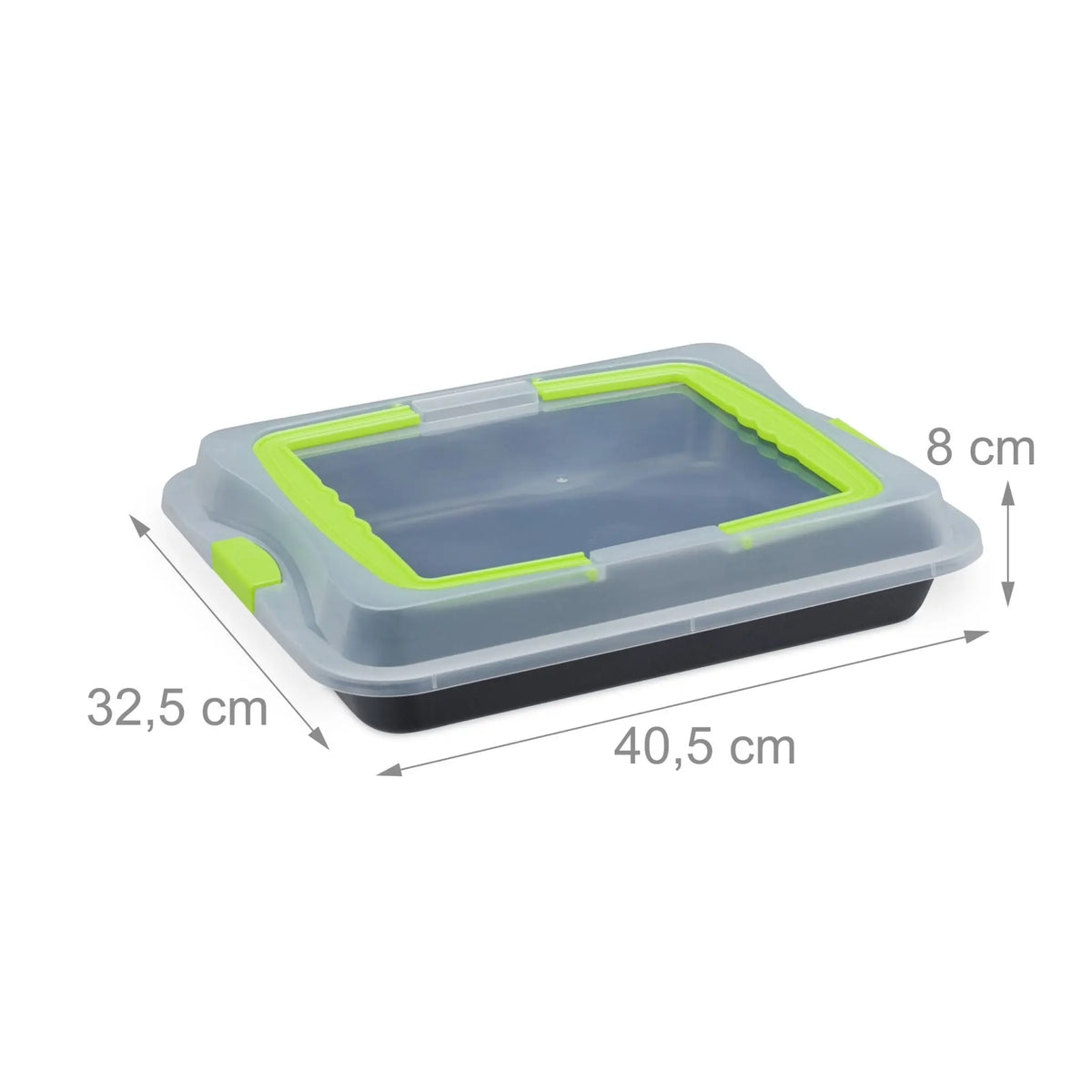 Backblech mit Deckel 3in1 Grün-Schwarz-Transparent von Relaxdays