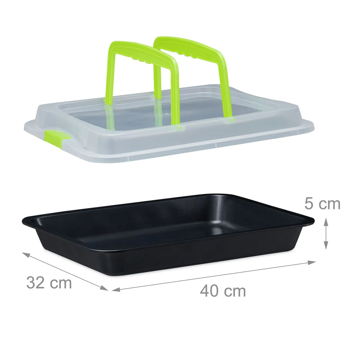 Backblech mit Deckel 3in1 Grün-Schwarz-Transparent von Relaxdays