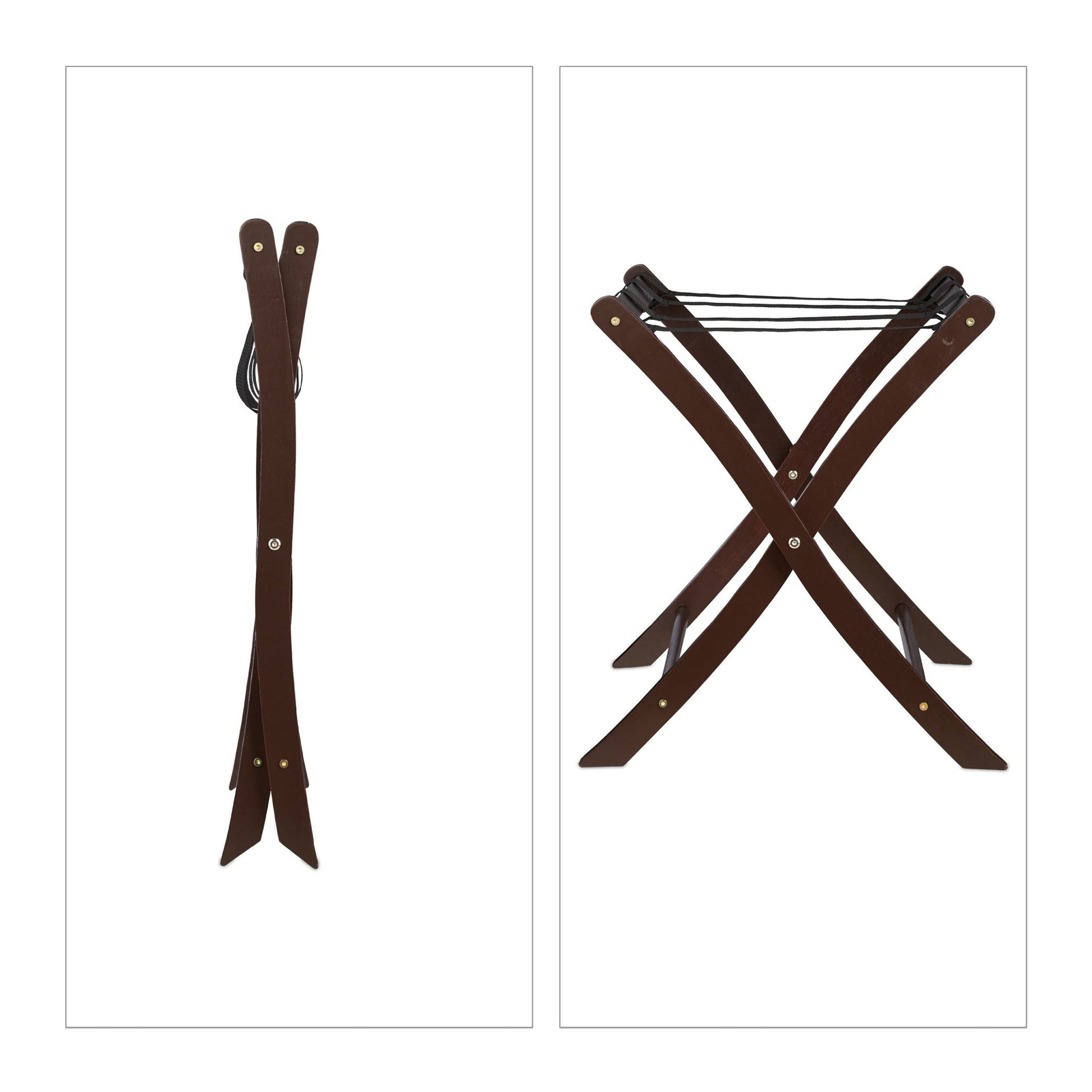 Kofferständer klappbar Holz Dunkelbraun-Schwarz von Relaxdays