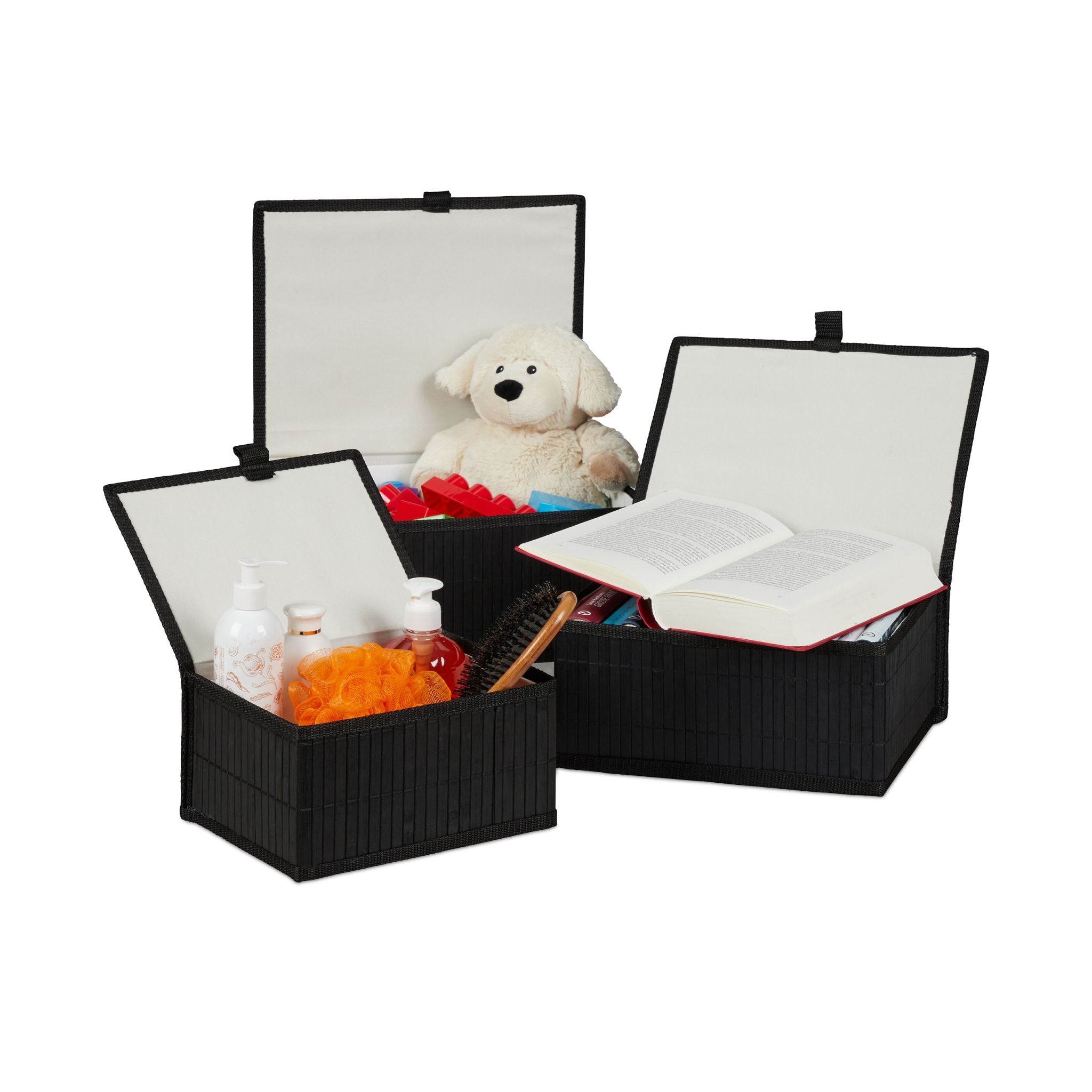 Aufbewahrungskorb 3er-Set Schwarz von Relaxdays