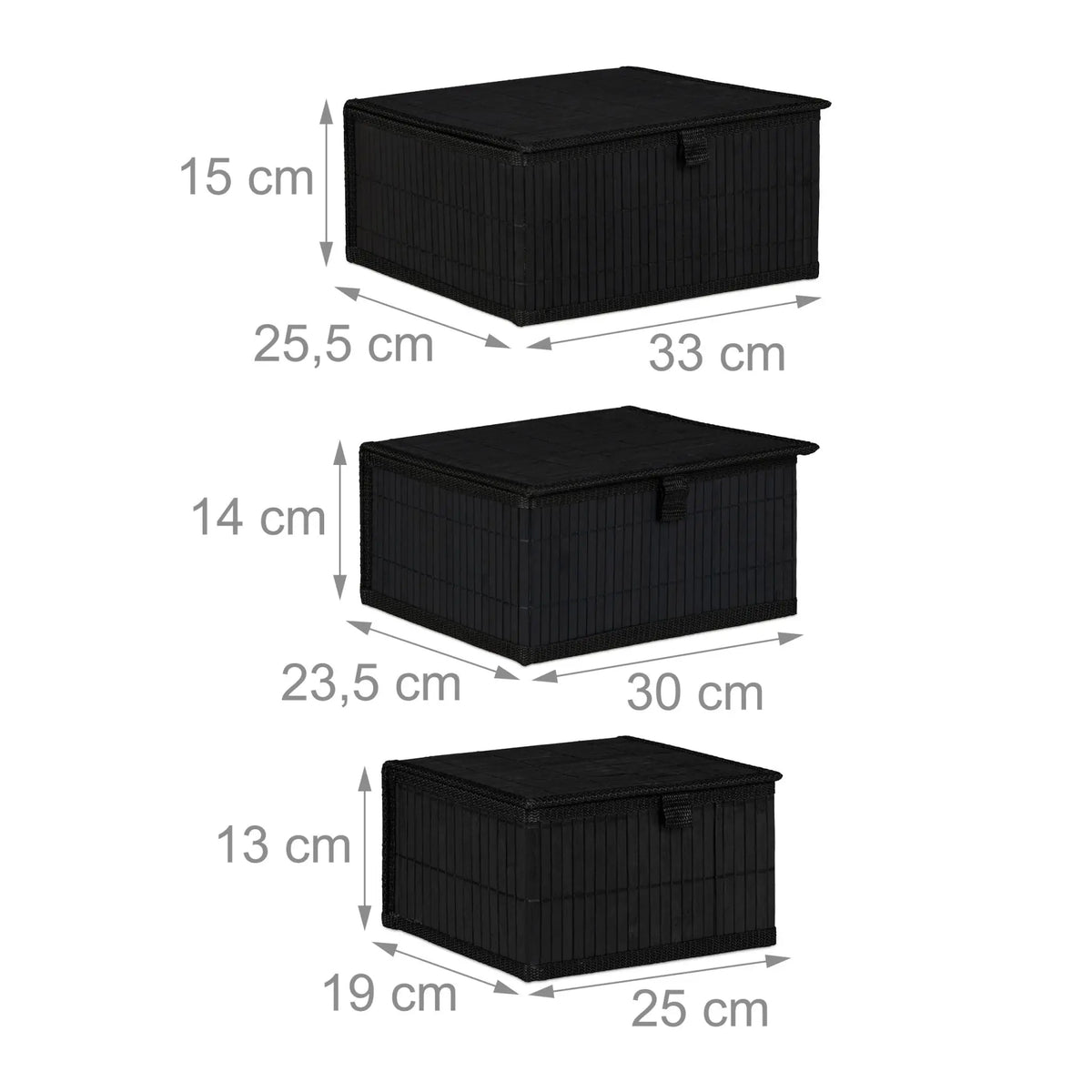 Aufbewahrungskorb 3er-Set Schwarz von Relaxdays