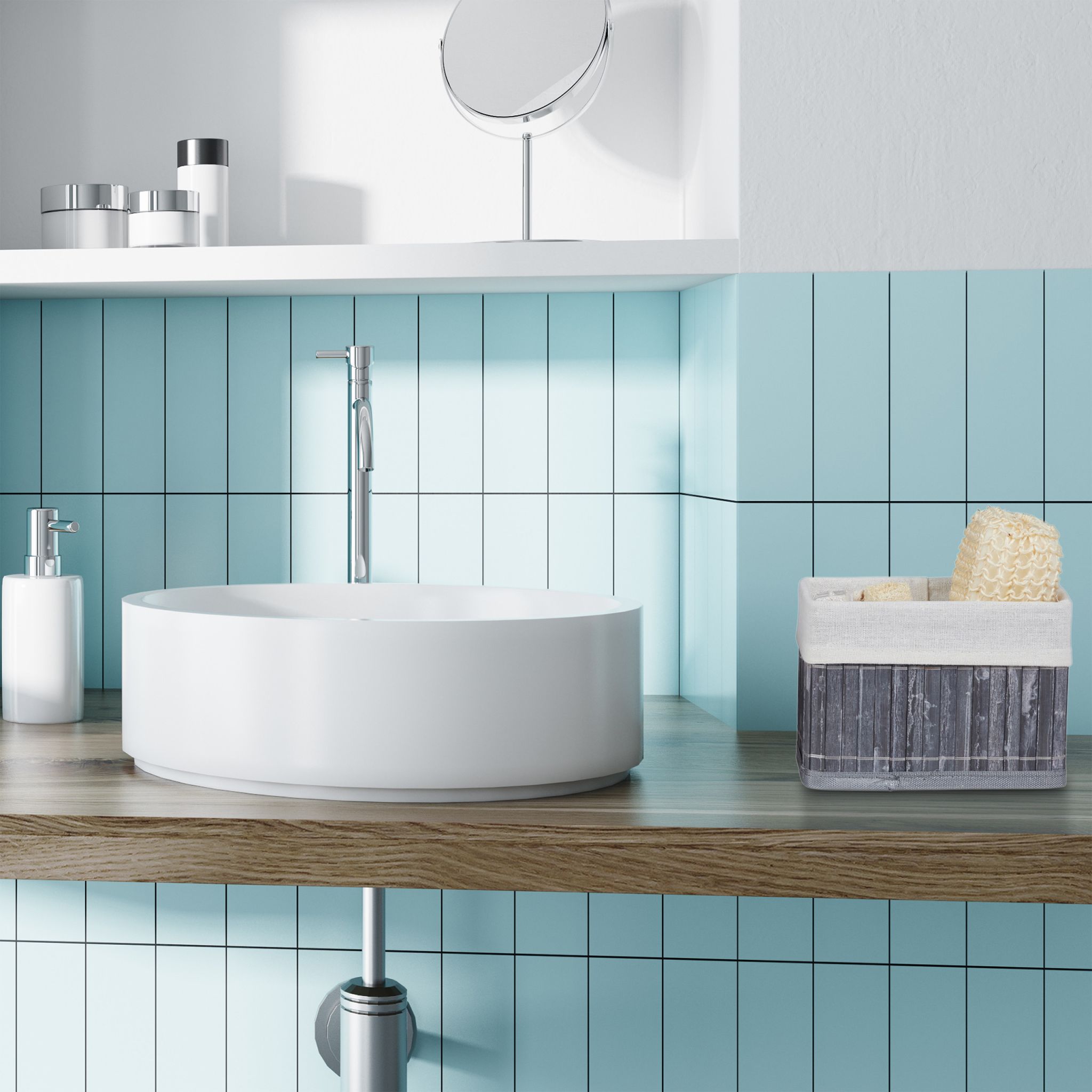 Aufbewahrungskorb Bambus 6er-Set Weiss-Grau von Relaxdays