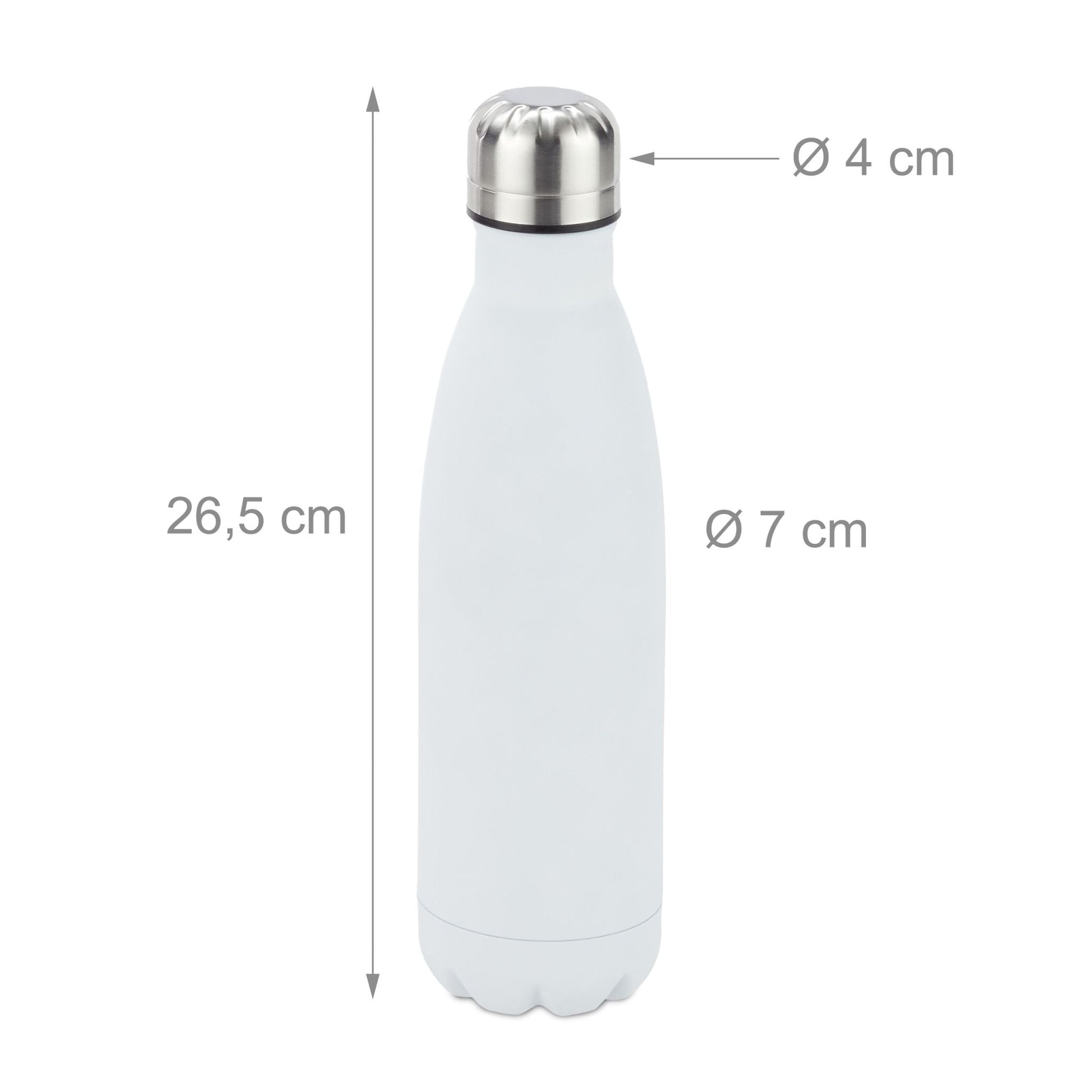 Trinkflasche Edelstahl Weiss-Schwarz-Silber von Relaxdays