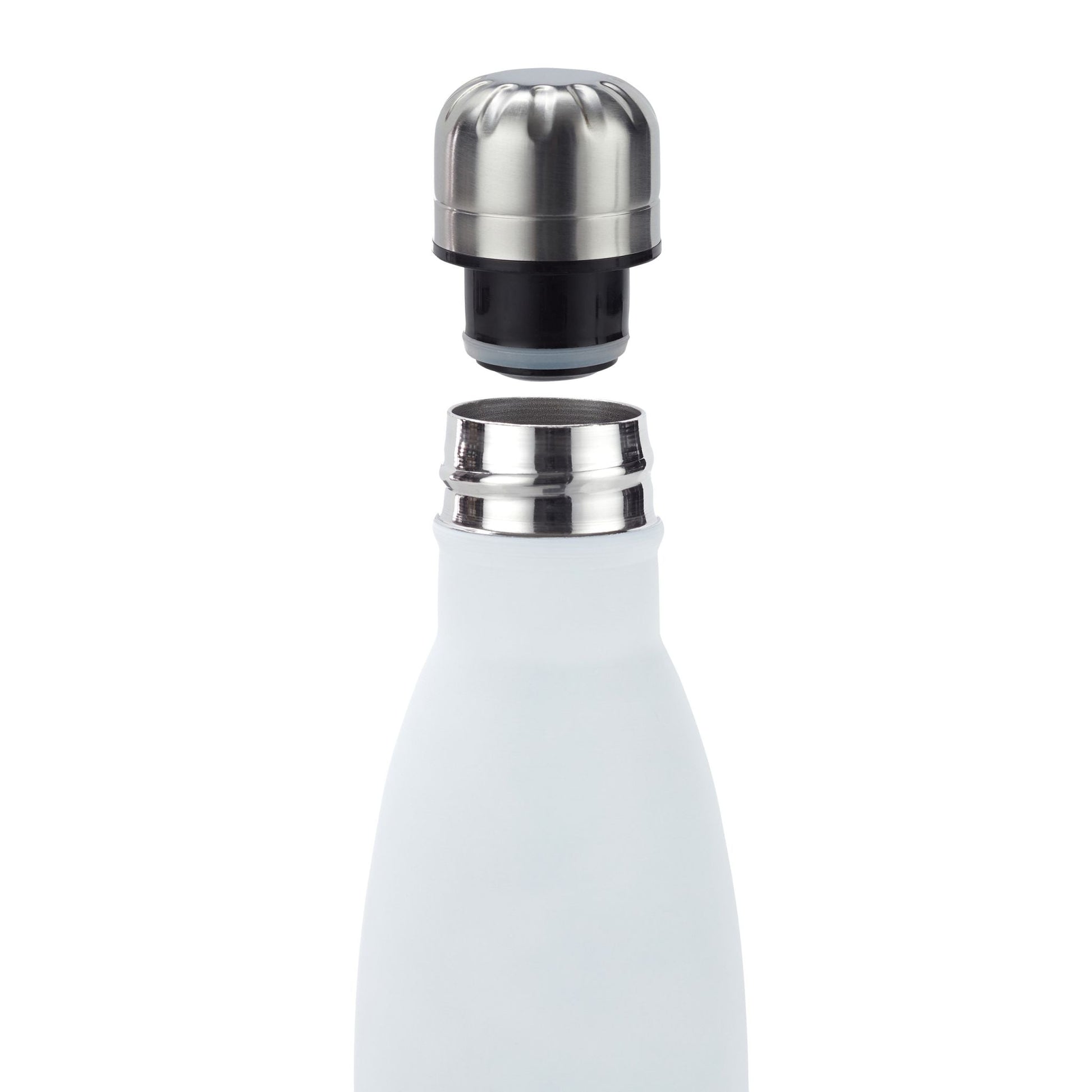 Trinkflasche Edelstahl Weiss-Schwarz-Silber von Relaxdays