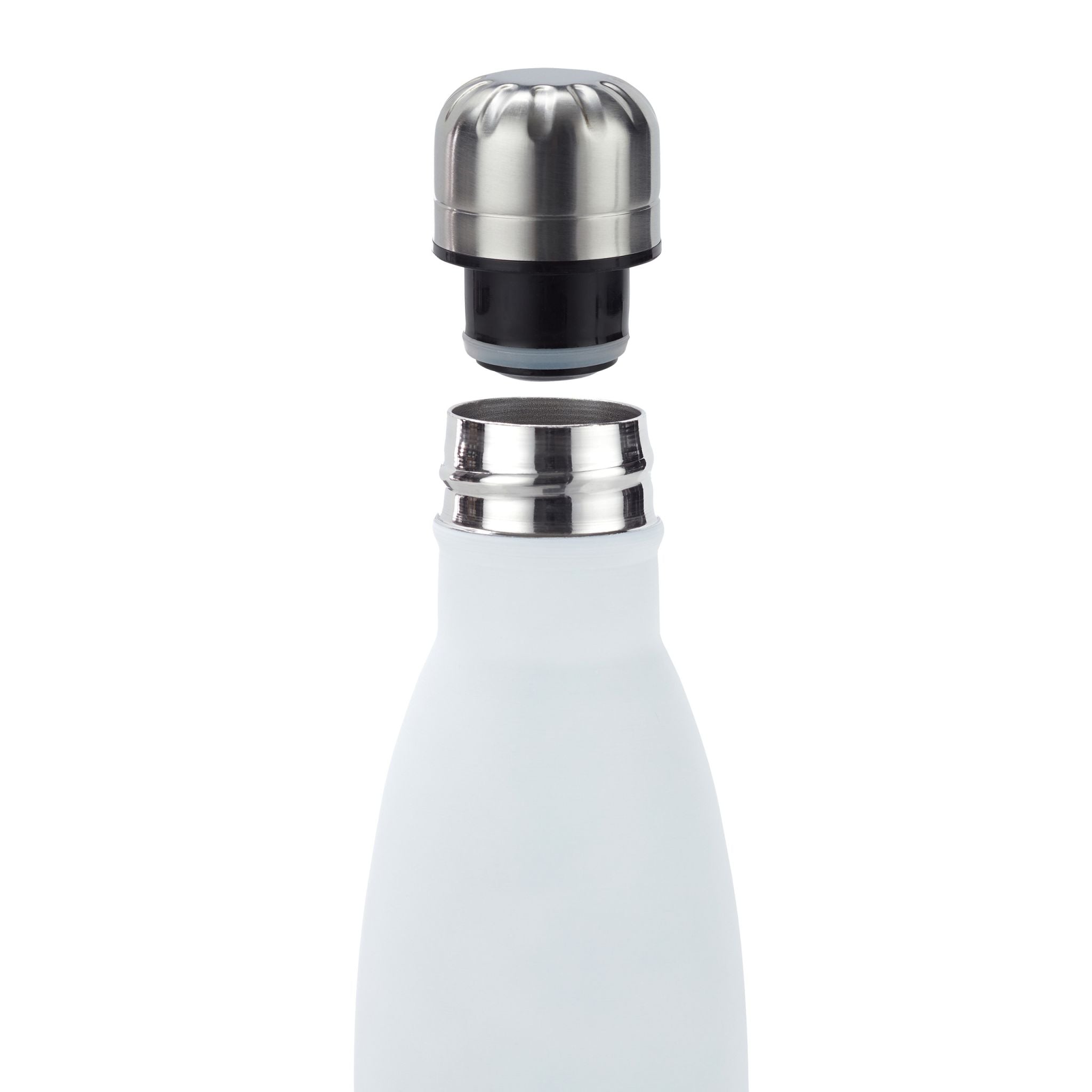 Trinkflasche Edelstahl Weiss-Schwarz-Silber von Relaxdays
