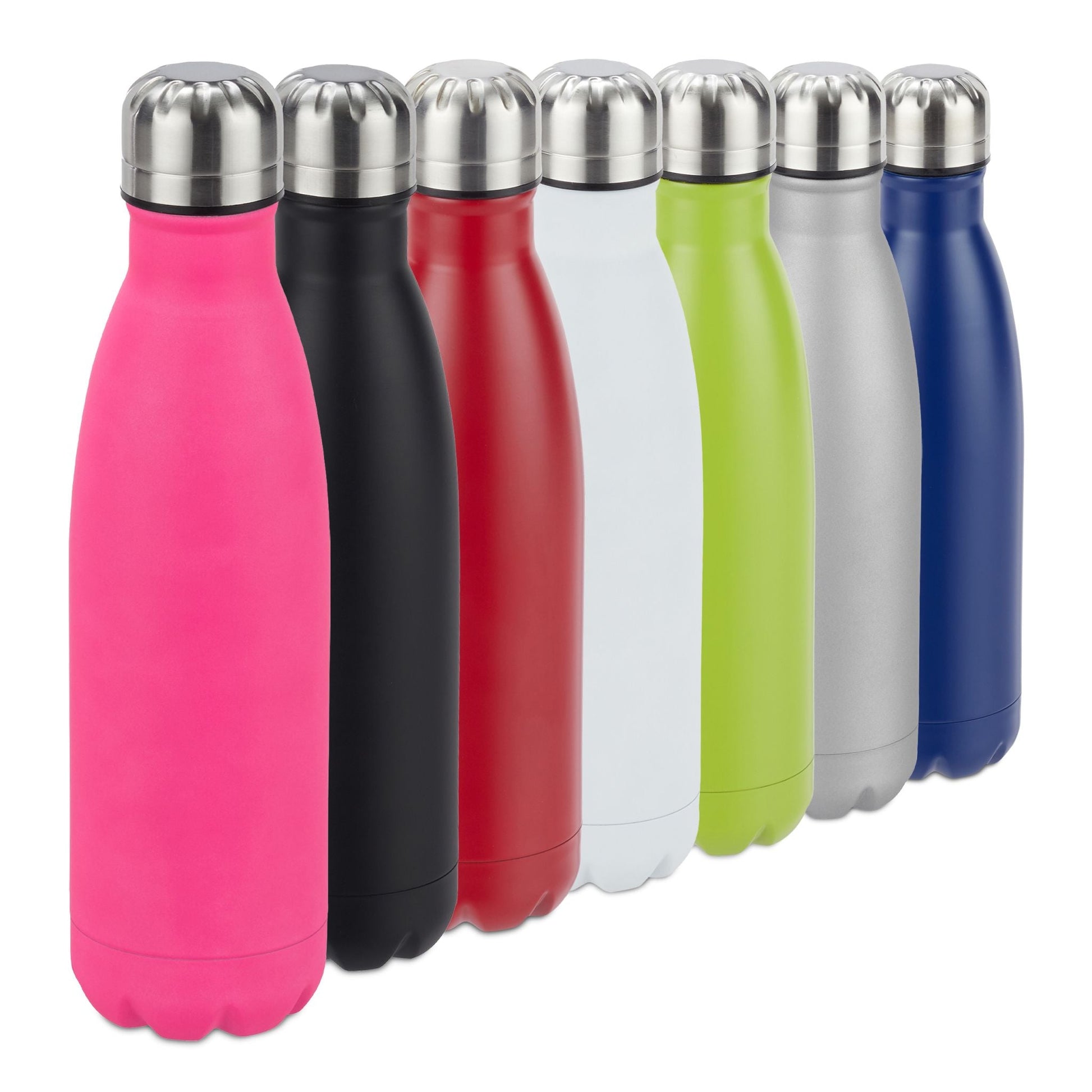Trinkflasche Edelstahl Pink-Schwarz-Silber von Relaxdays