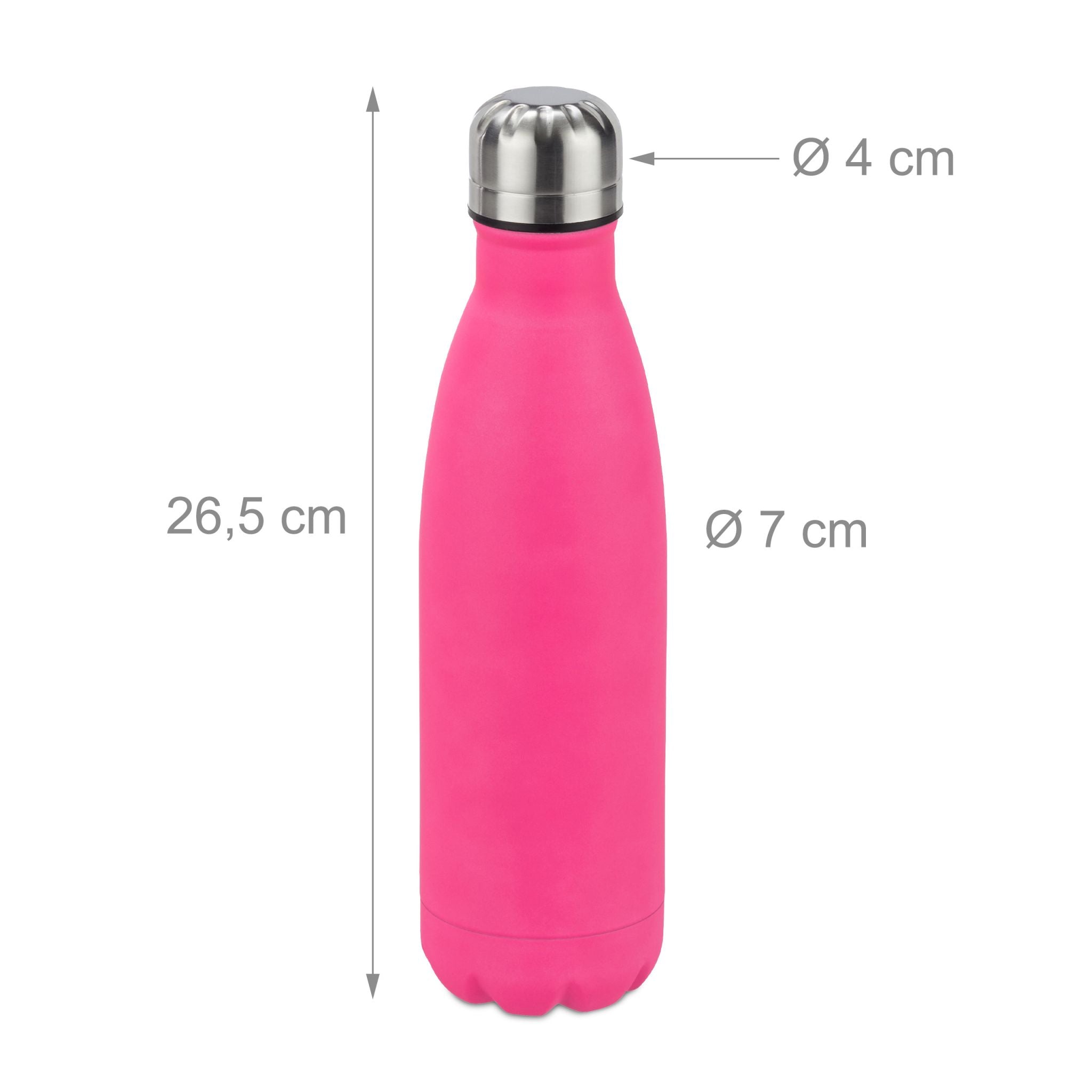 Trinkflasche Edelstahl Pink-Schwarz-Silber von Relaxdays