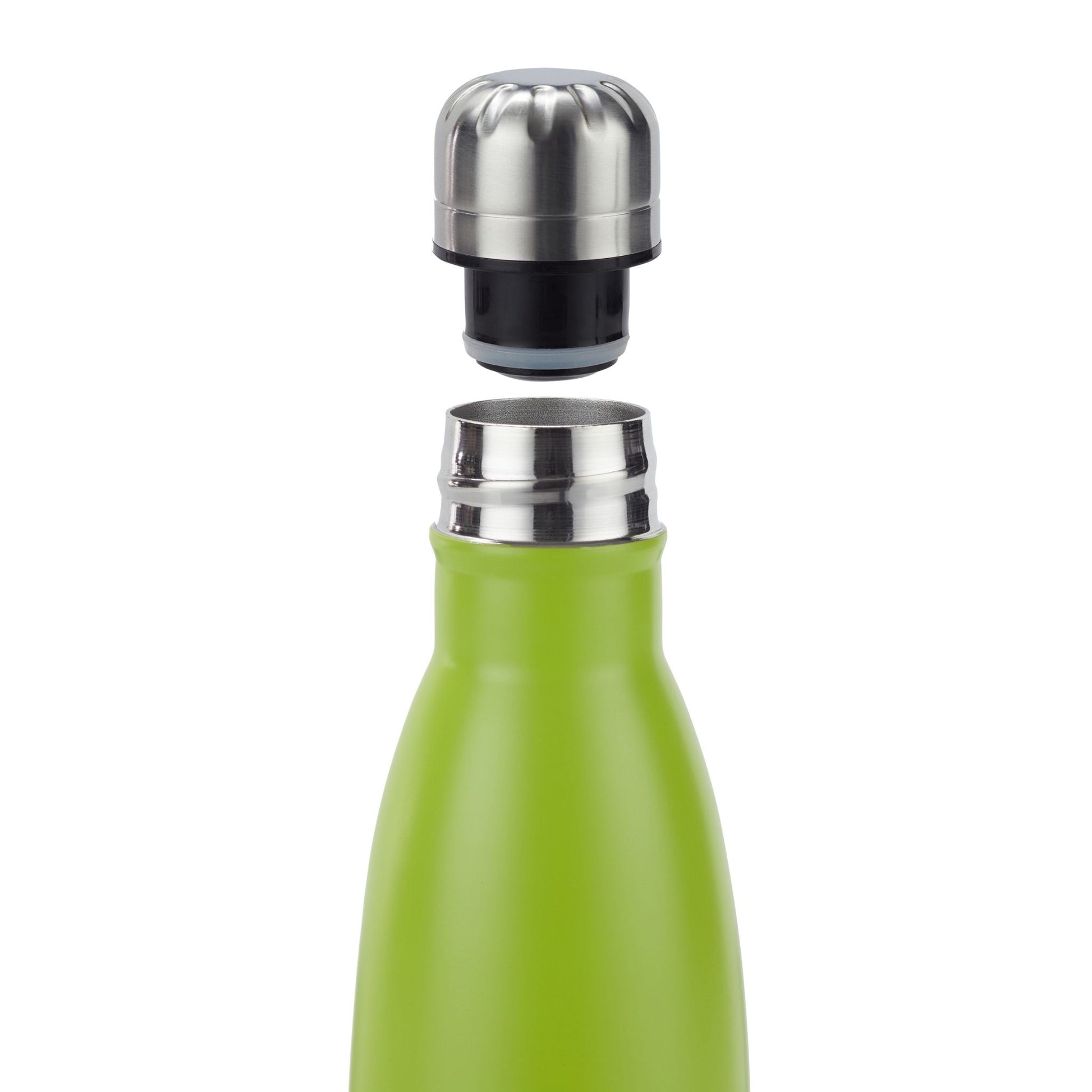 Trinkflasche Edelstahl Grün-Schwarz-Silber von Relaxdays