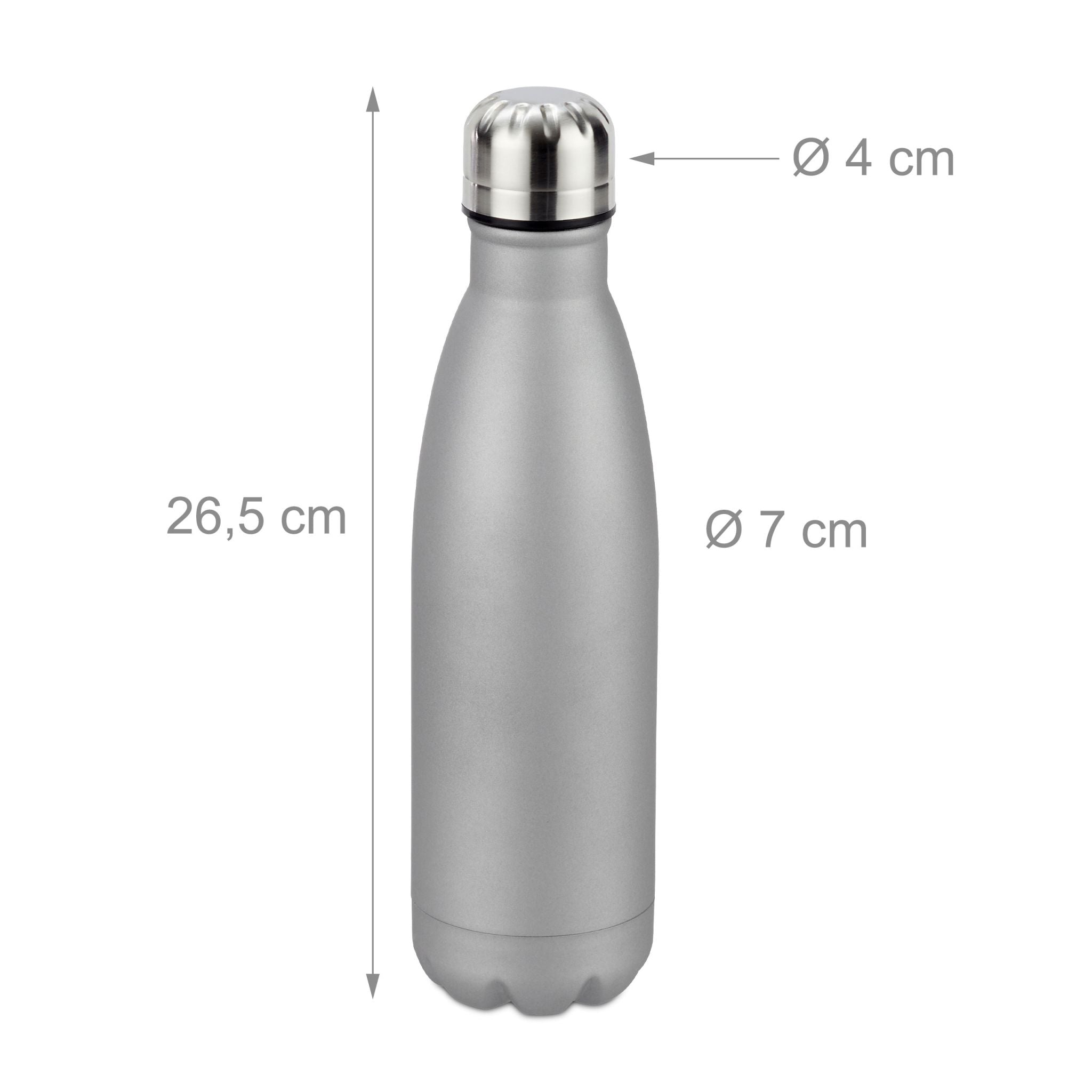 Trinkflasche Edelstahl Schwarz-Silber von Relaxdays