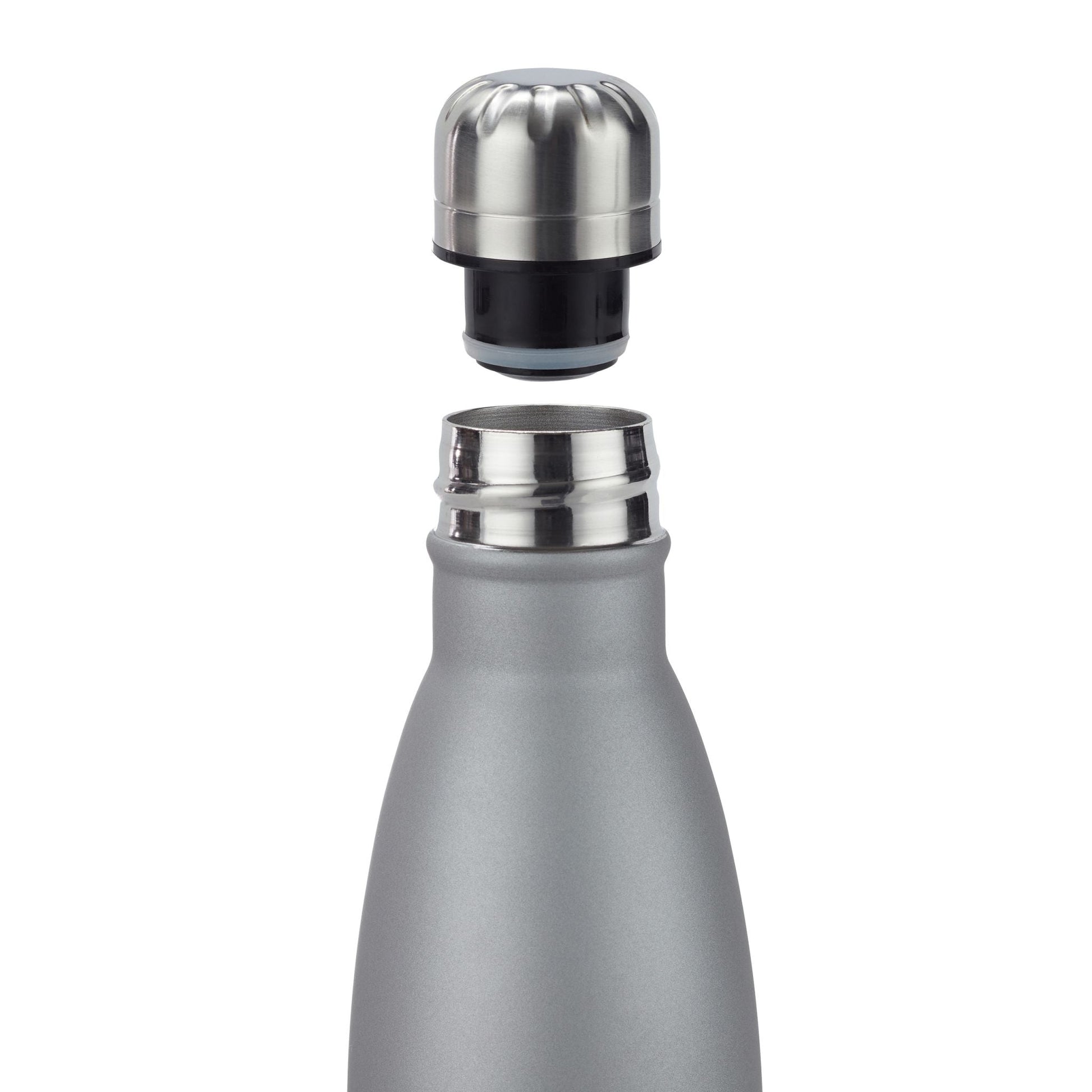 Trinkflasche Edelstahl Schwarz-Silber von Relaxdays