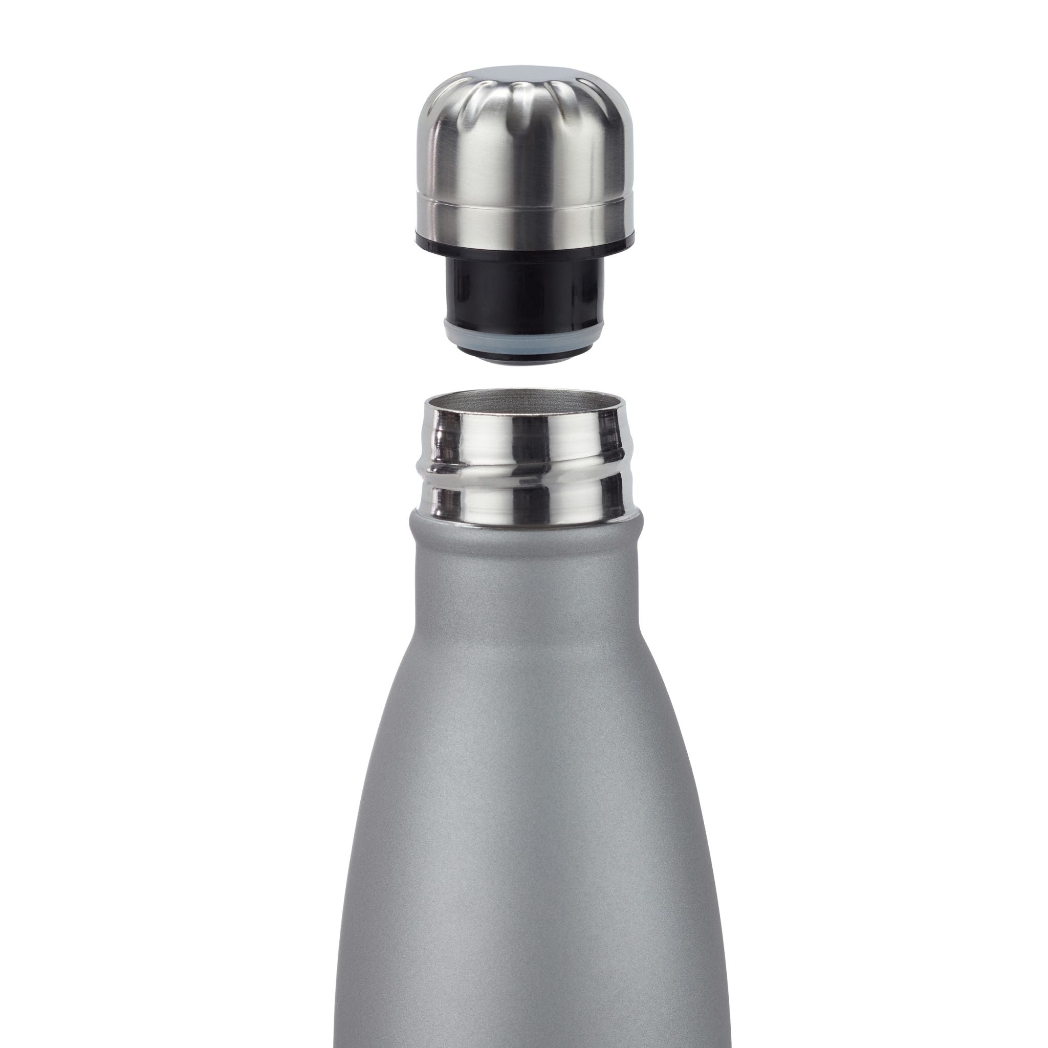 Trinkflasche Edelstahl Schwarz-Silber von Relaxdays