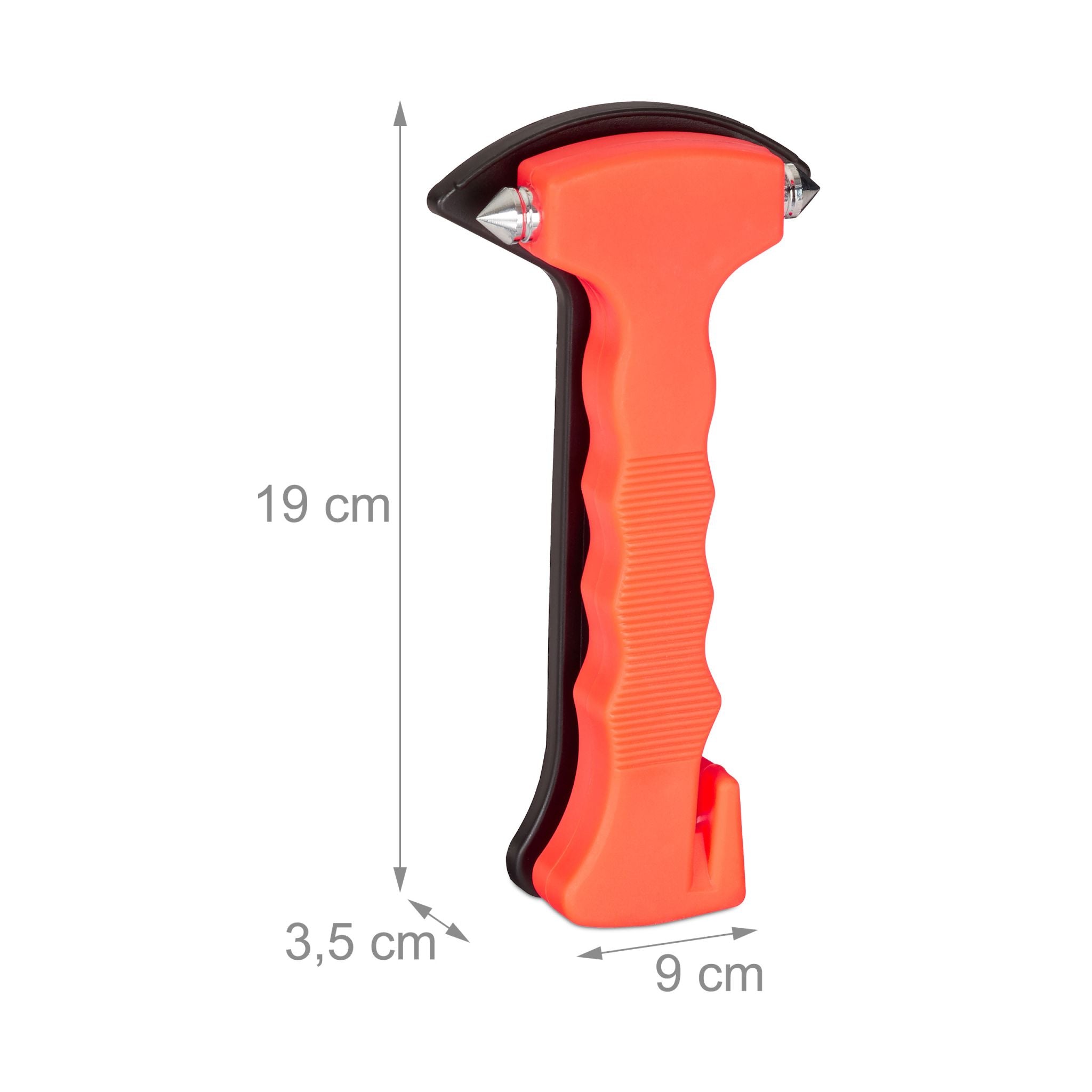 Notfallhammer Auto mit Gurtschneider Orange-Schwarz-Silber