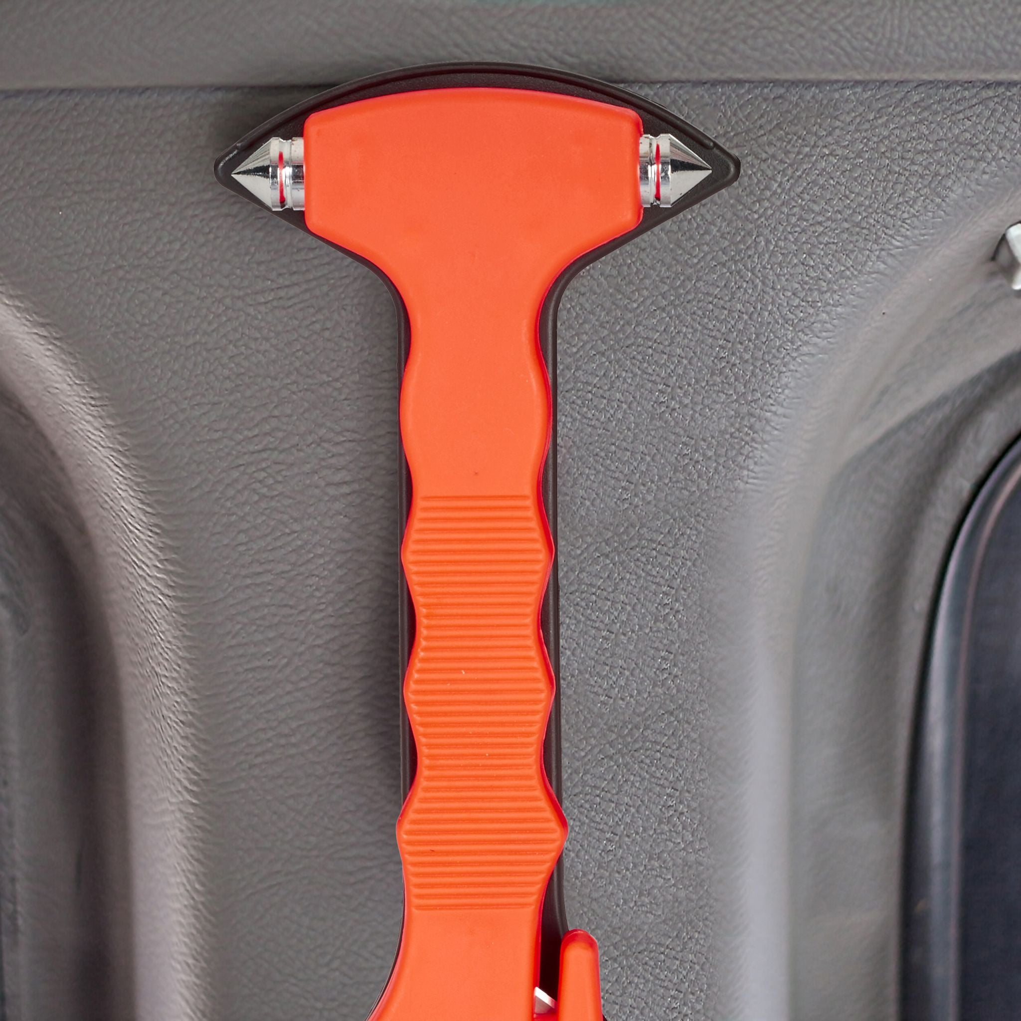 Notfallhammer Auto mit Gurtschneider Orange-Schwarz-Silber