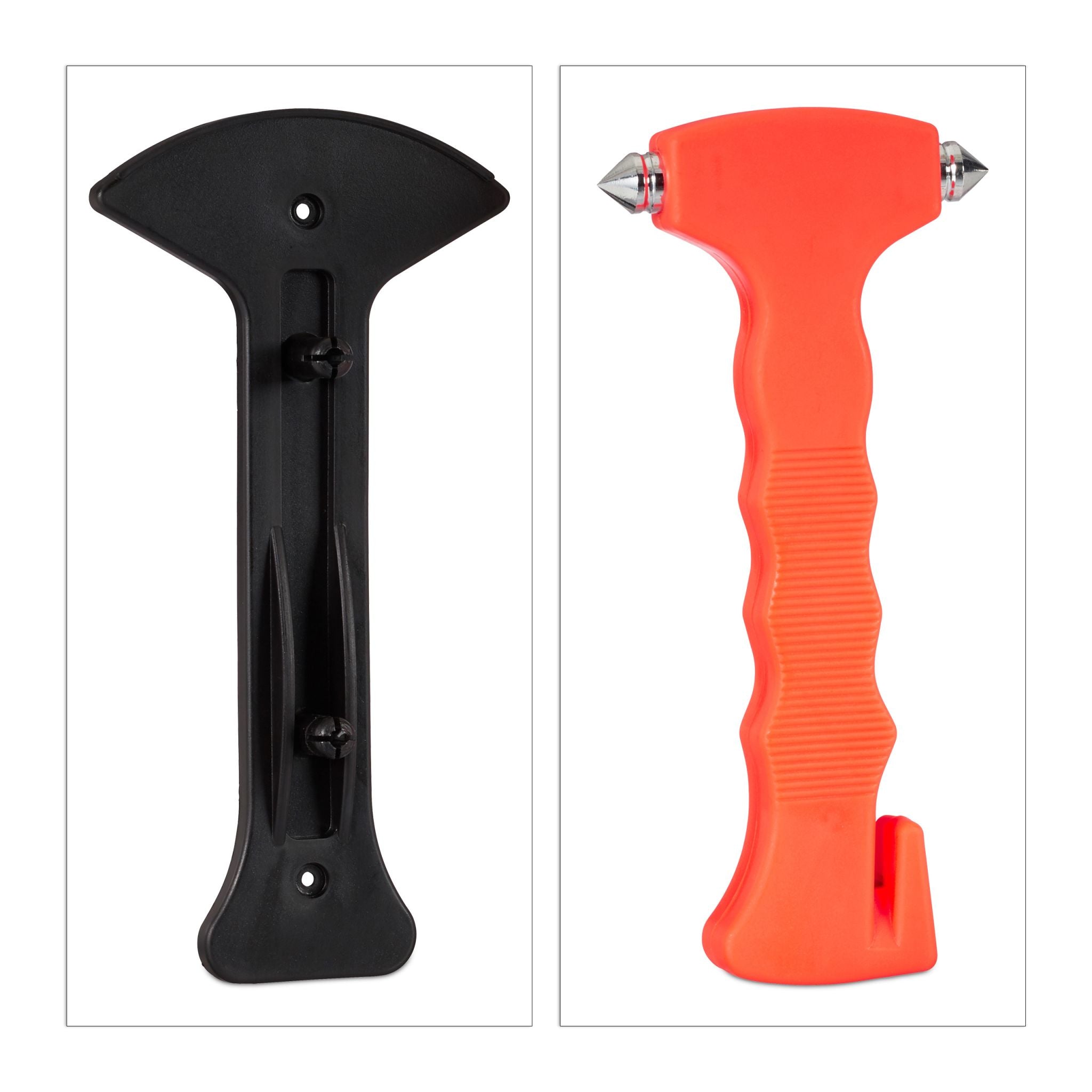 Notfallhammer Auto mit Gurtschneider Orange-Schwarz-Silber