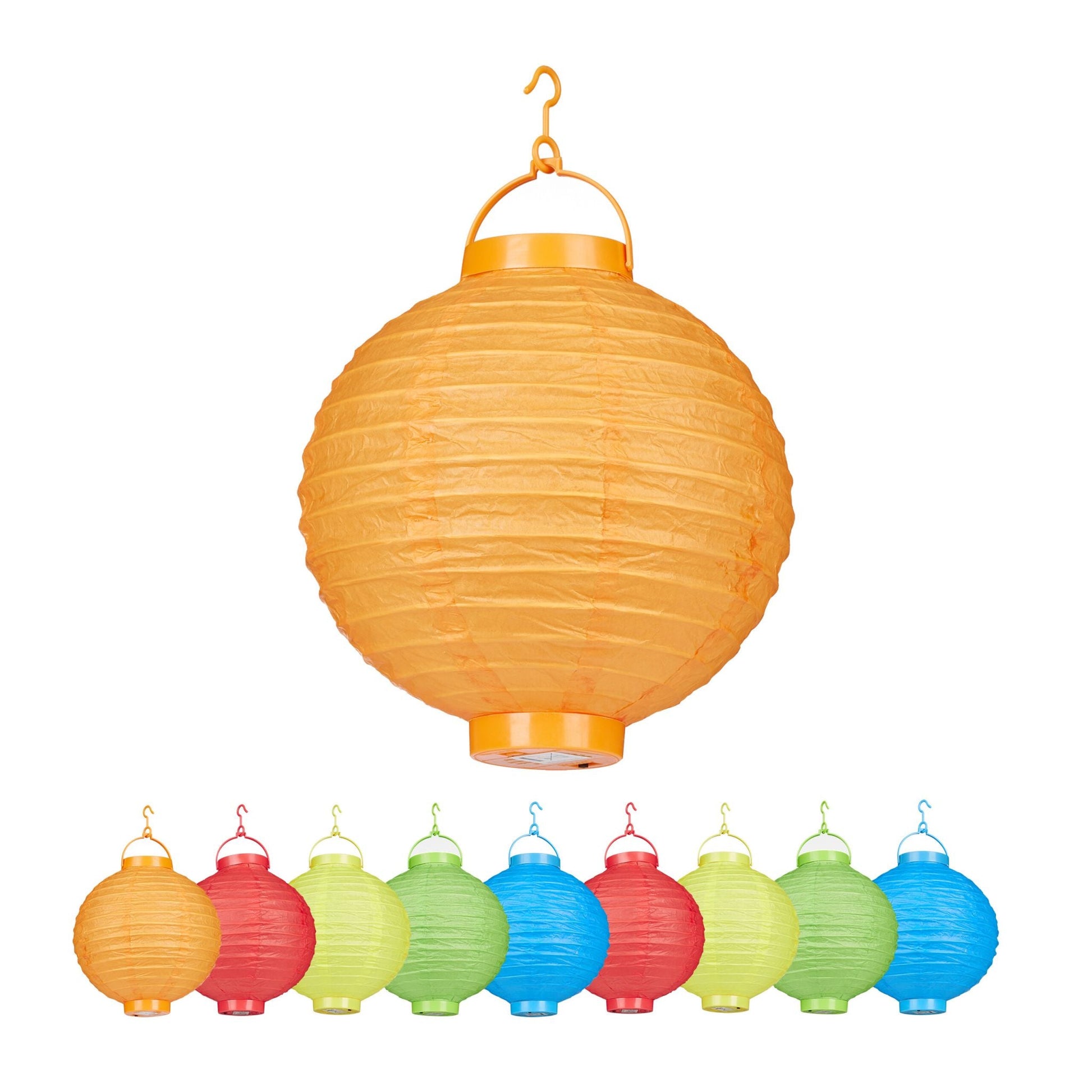 LED Lampions bunt 10 Stück Gelb-Grün-Orange von Relaxdays