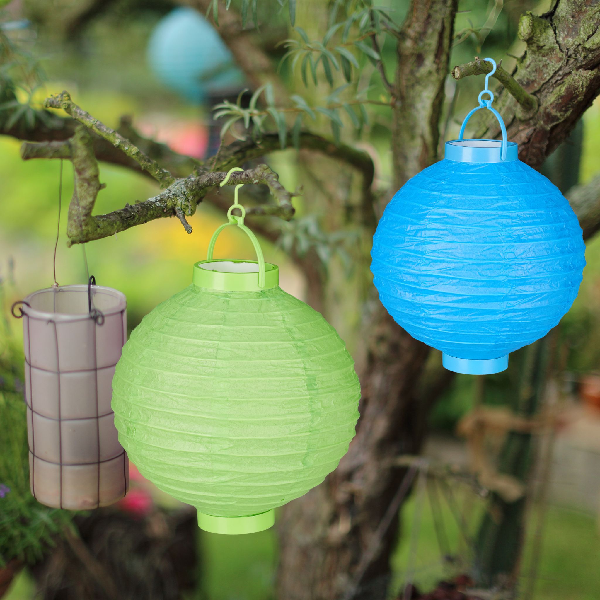 LED Lampions bunt 10 Stück Gelb-Grün-Orange von Relaxdays