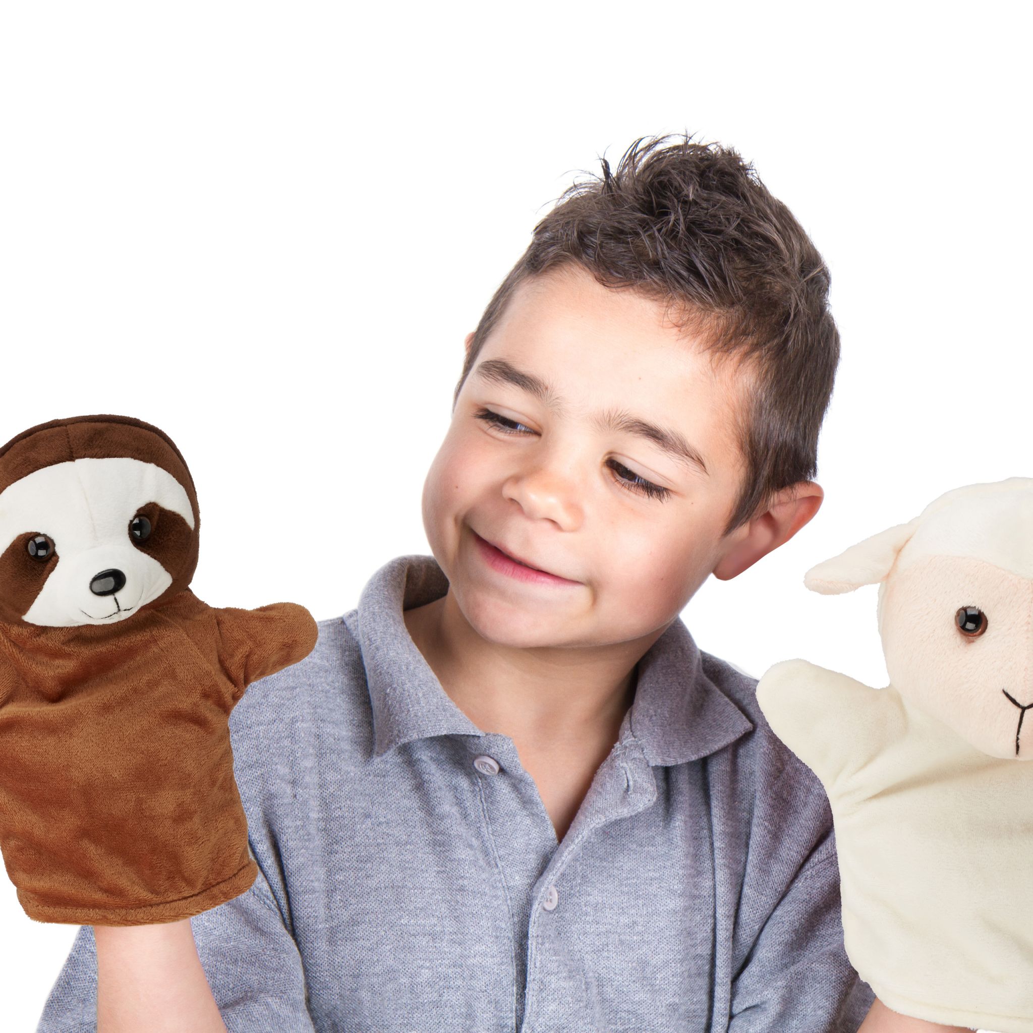 Handpuppen Tier-Set für Kinder Weiss-Creme-Schwarz