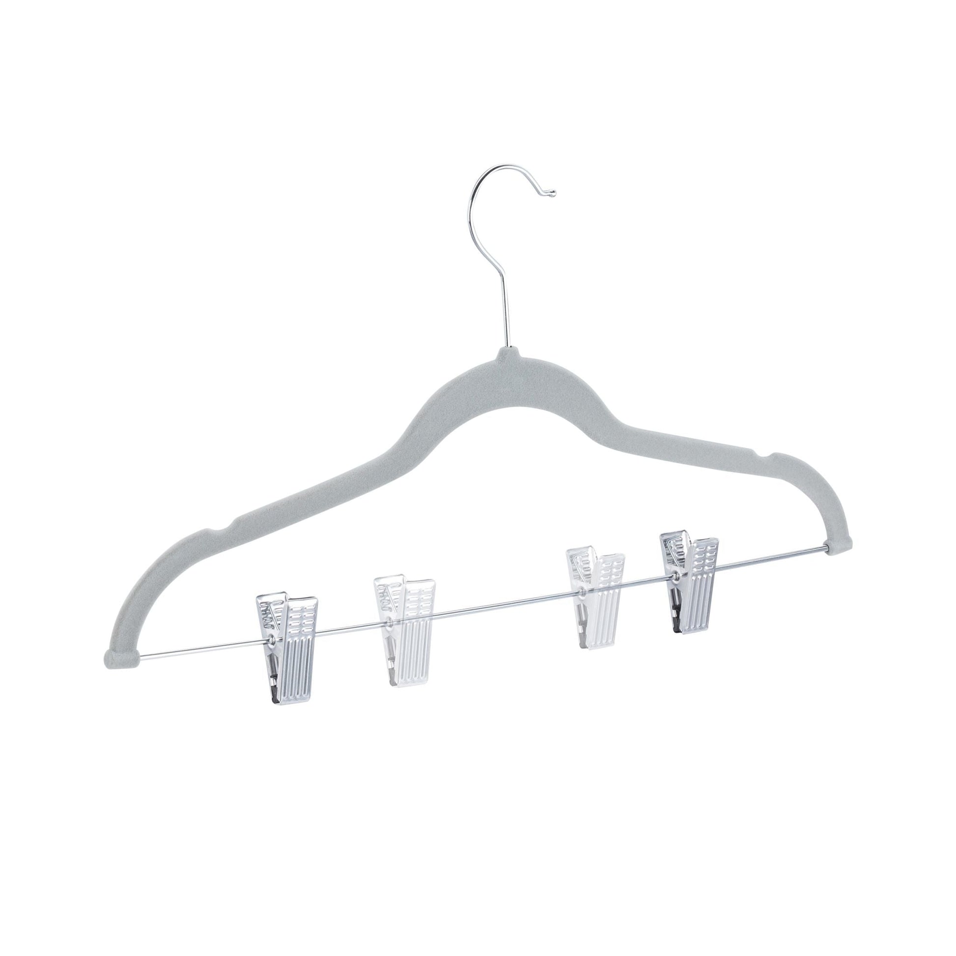 Samtbügel mit Clips 12er-Set Silber-Grau von Relaxdays