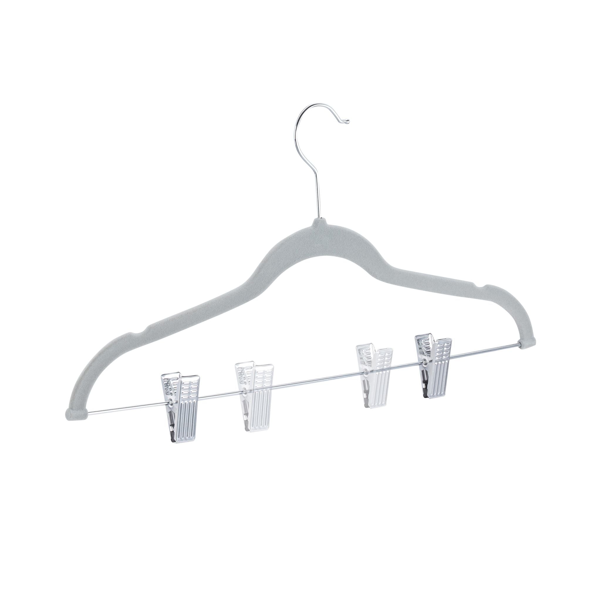 Samtbügel mit Clips 12er-Set Silber-Grau von Relaxdays