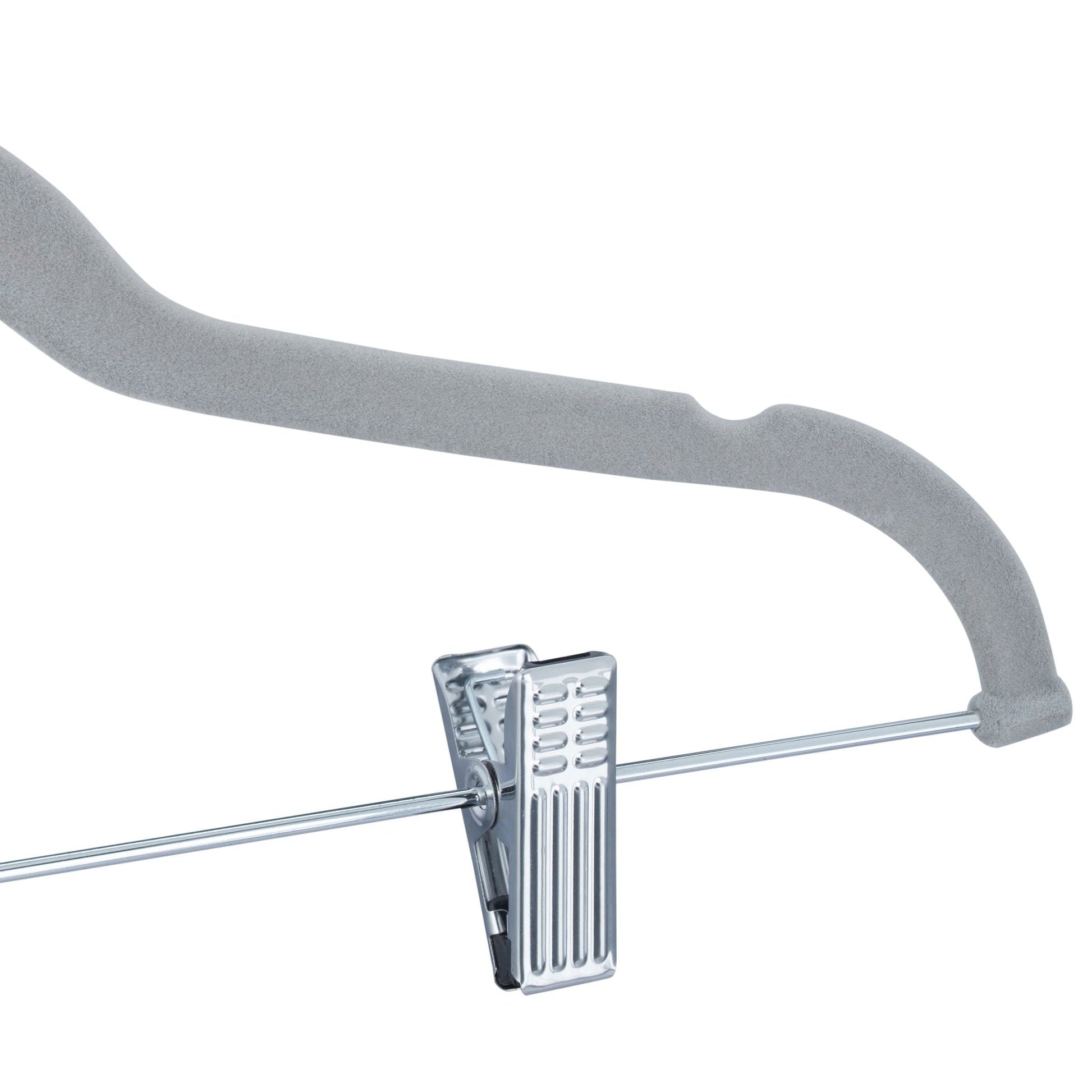 Samtbügel mit Clips 12er-Set Silber-Grau von Relaxdays