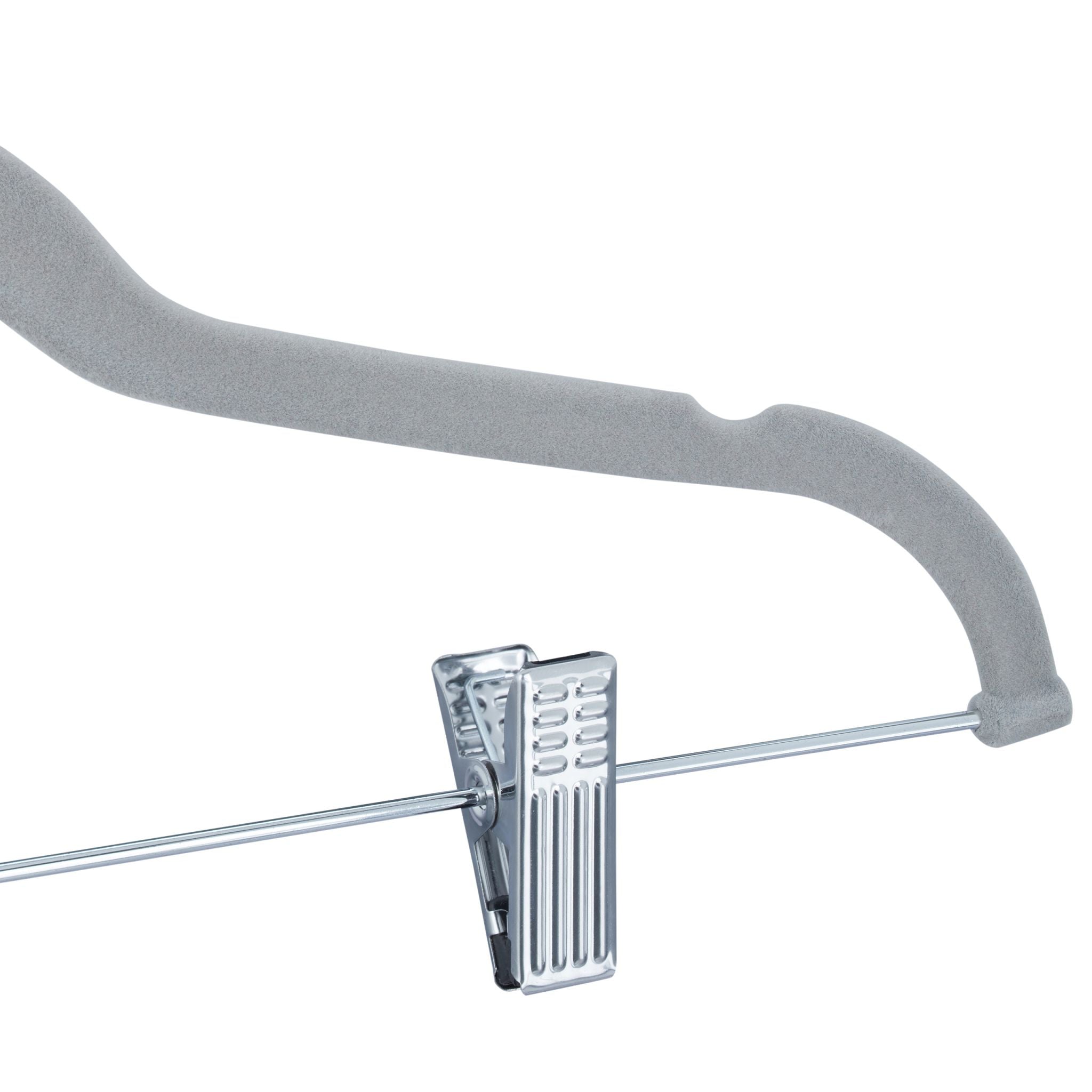 Samtbügel mit Clips 12er-Set Silber-Grau von Relaxdays