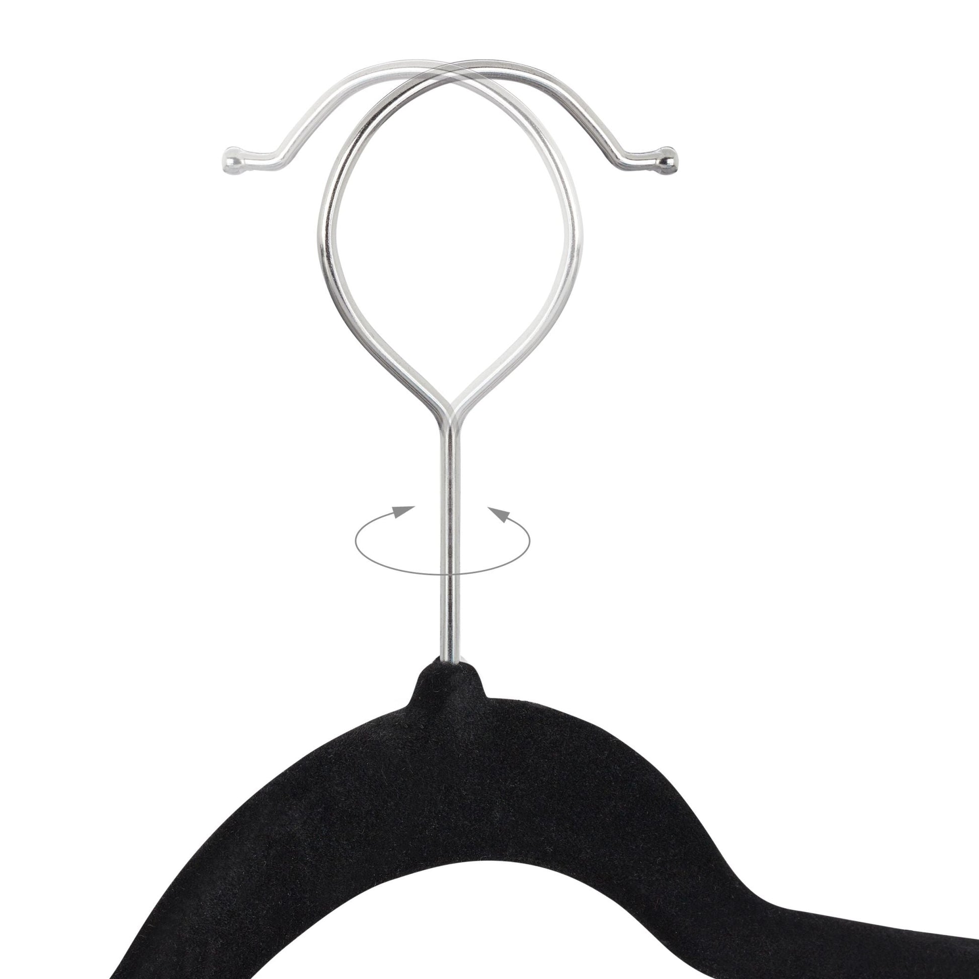 Samtbügel mit Clips 12er-Set Schwarz-Silber von Relaxdays