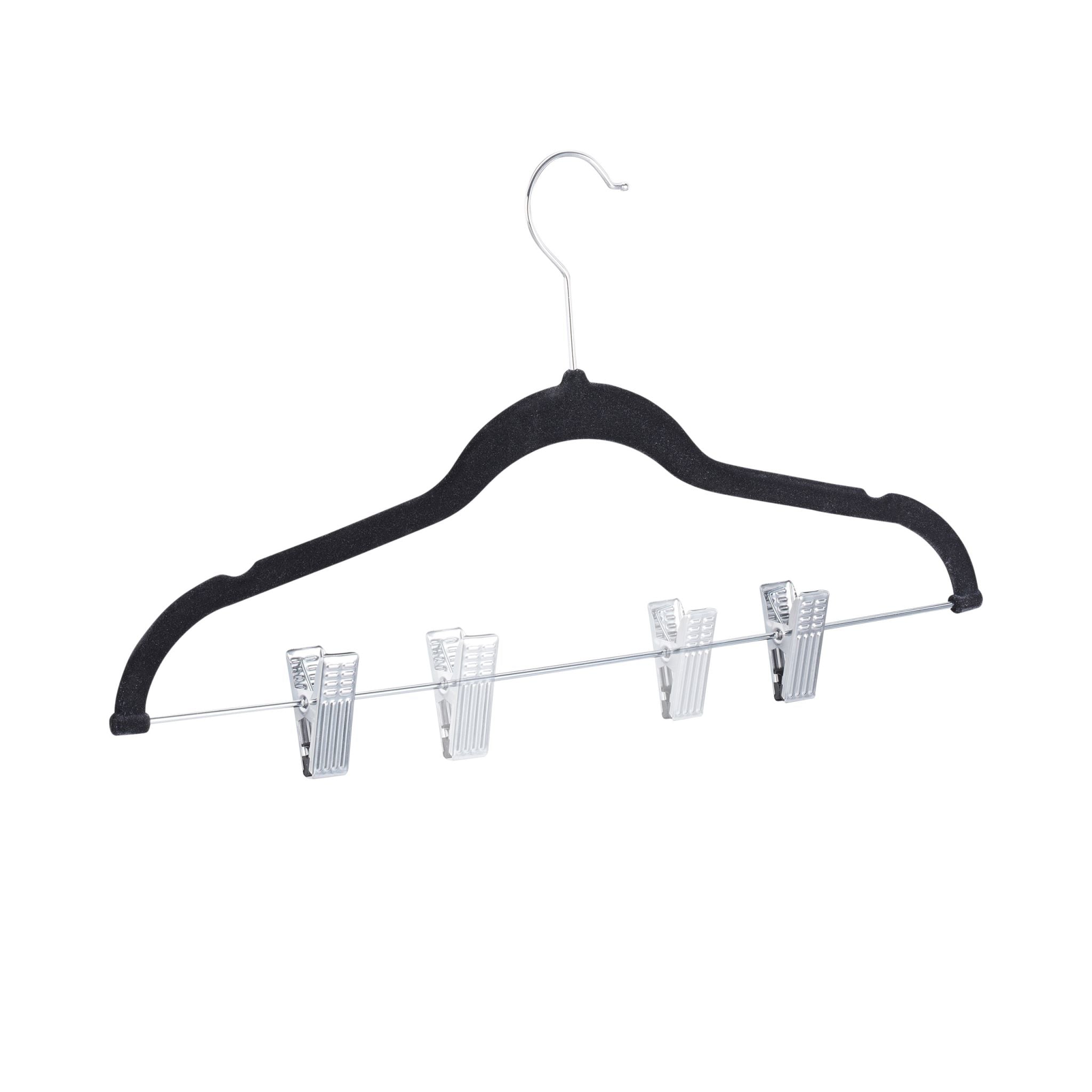 Samtbügel mit Clips 12er-Set Schwarz-Silber von Relaxdays