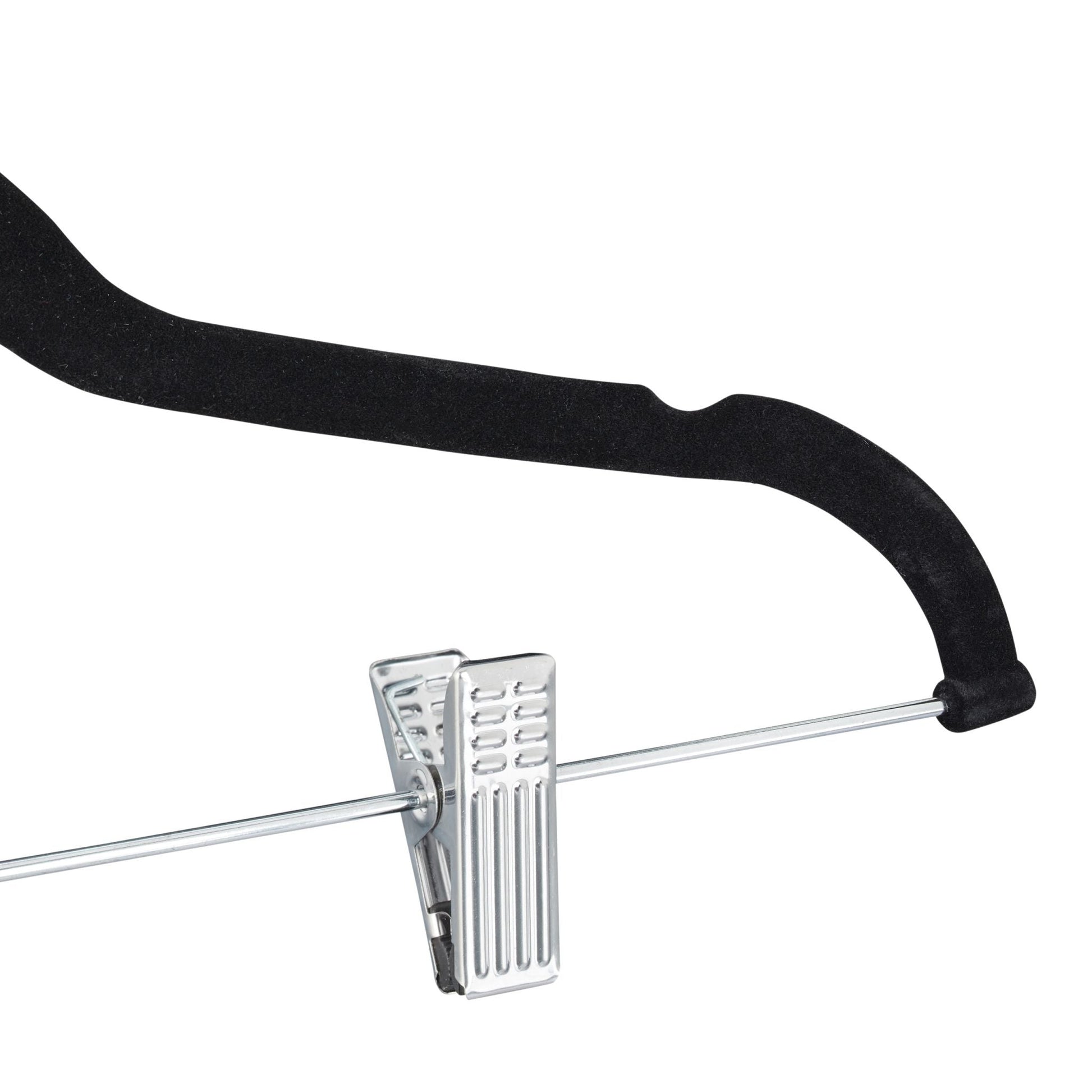 Samtbügel mit Clips 12er-Set Schwarz-Silber von Relaxdays