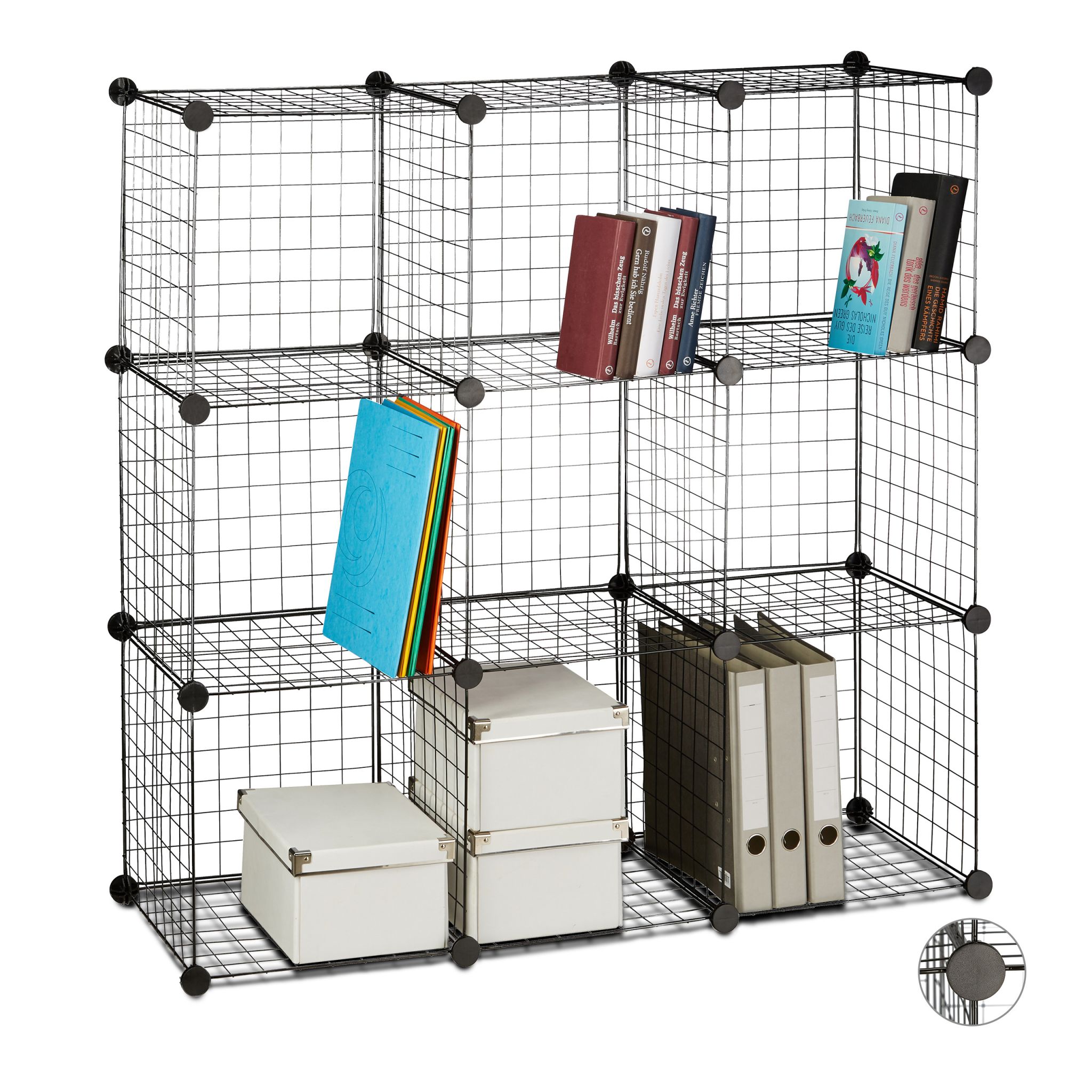 Steckregal Drahtgitter 9 Fächer Schwarz von Relaxdays