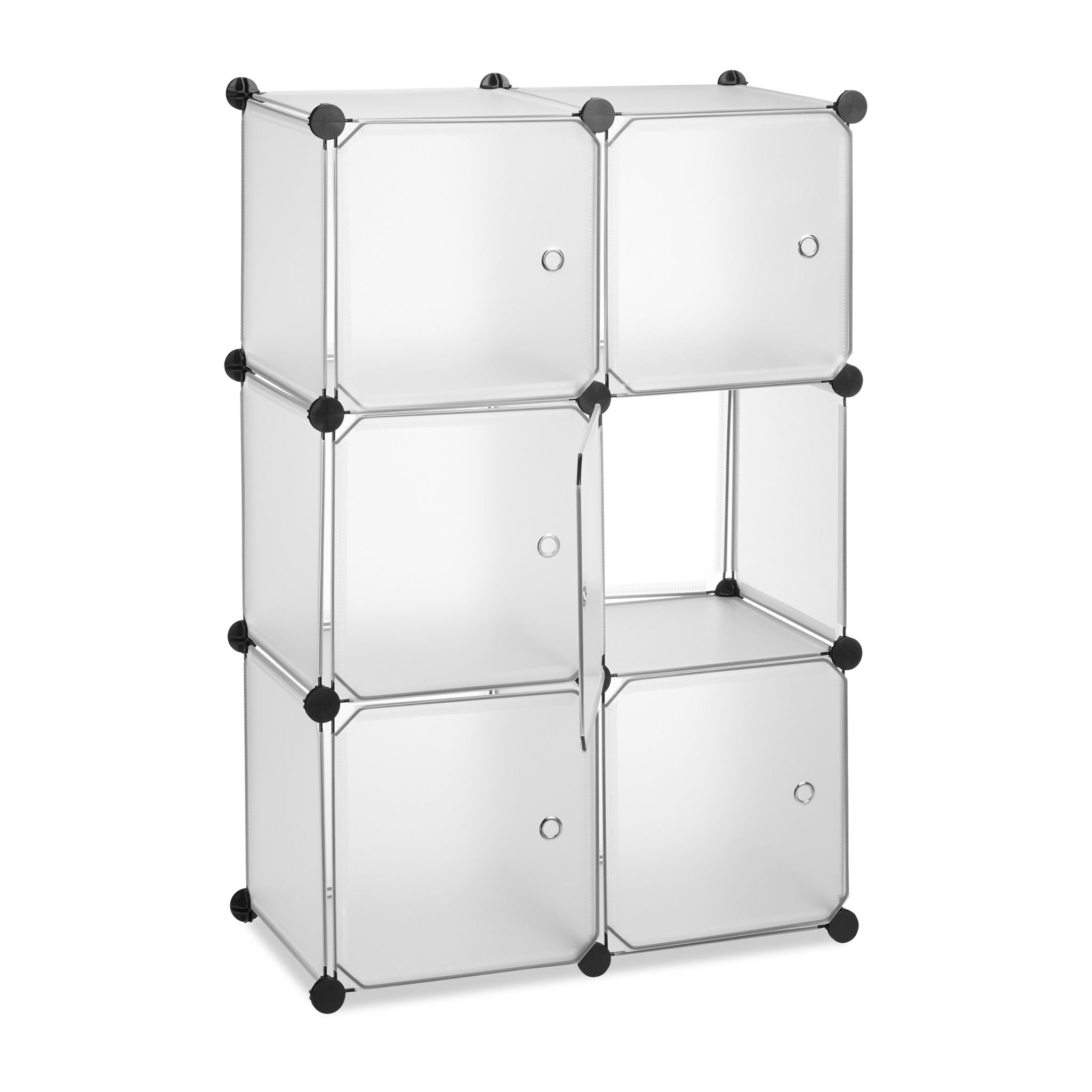 Regalsystem mit 6 Türen Schwarz-Silber-Transparent von Relaxdays