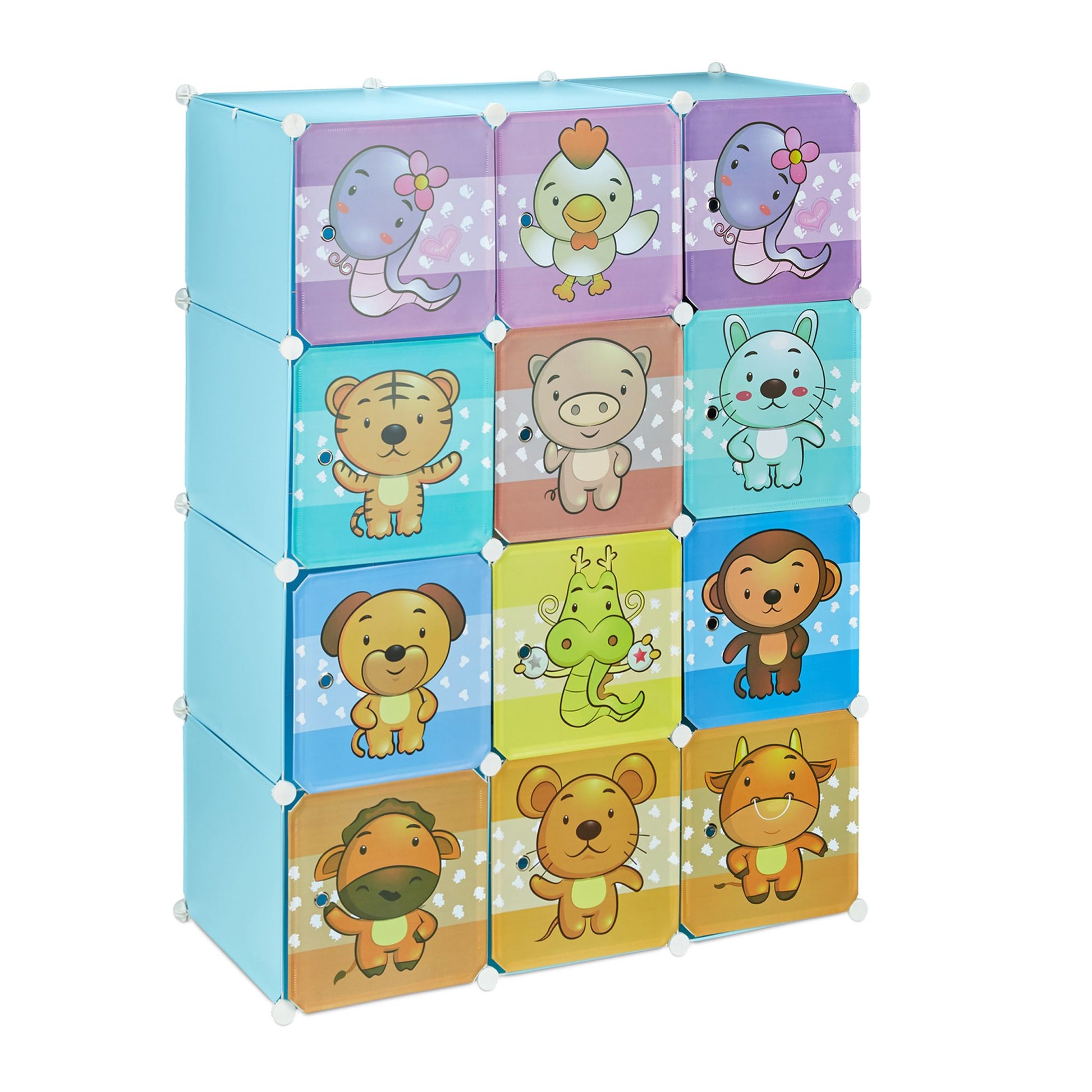 Steckregal Kinderzimmer mit Motiv Blau-Hellblau-Türkis von Relaxdays