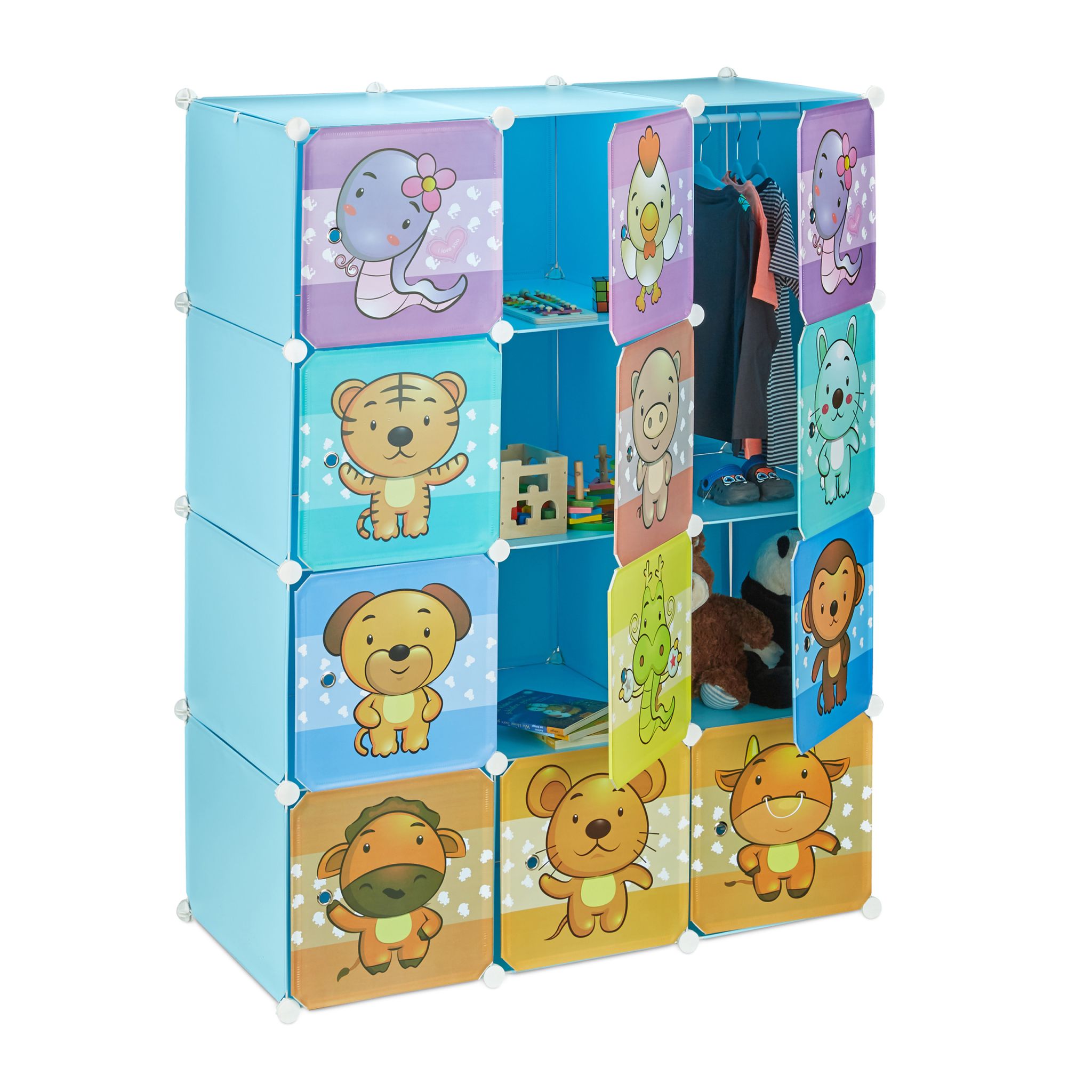 Steckregal Kinderzimmer mit Motiv Blau-Hellblau-Türkis von Relaxdays