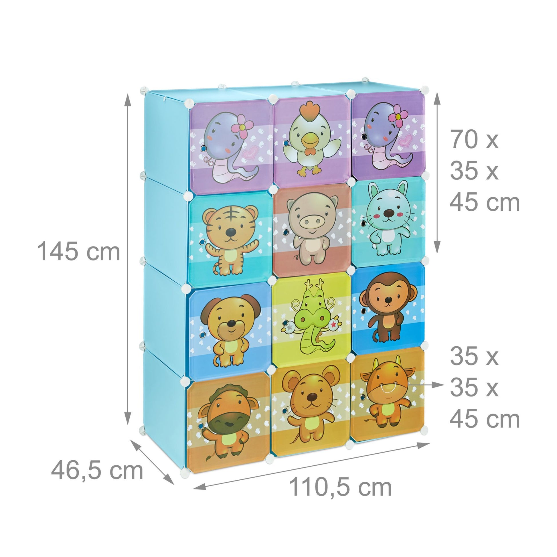 Steckregal Kinderzimmer mit Motiv Blau-Hellblau-Türkis von Relaxdays
