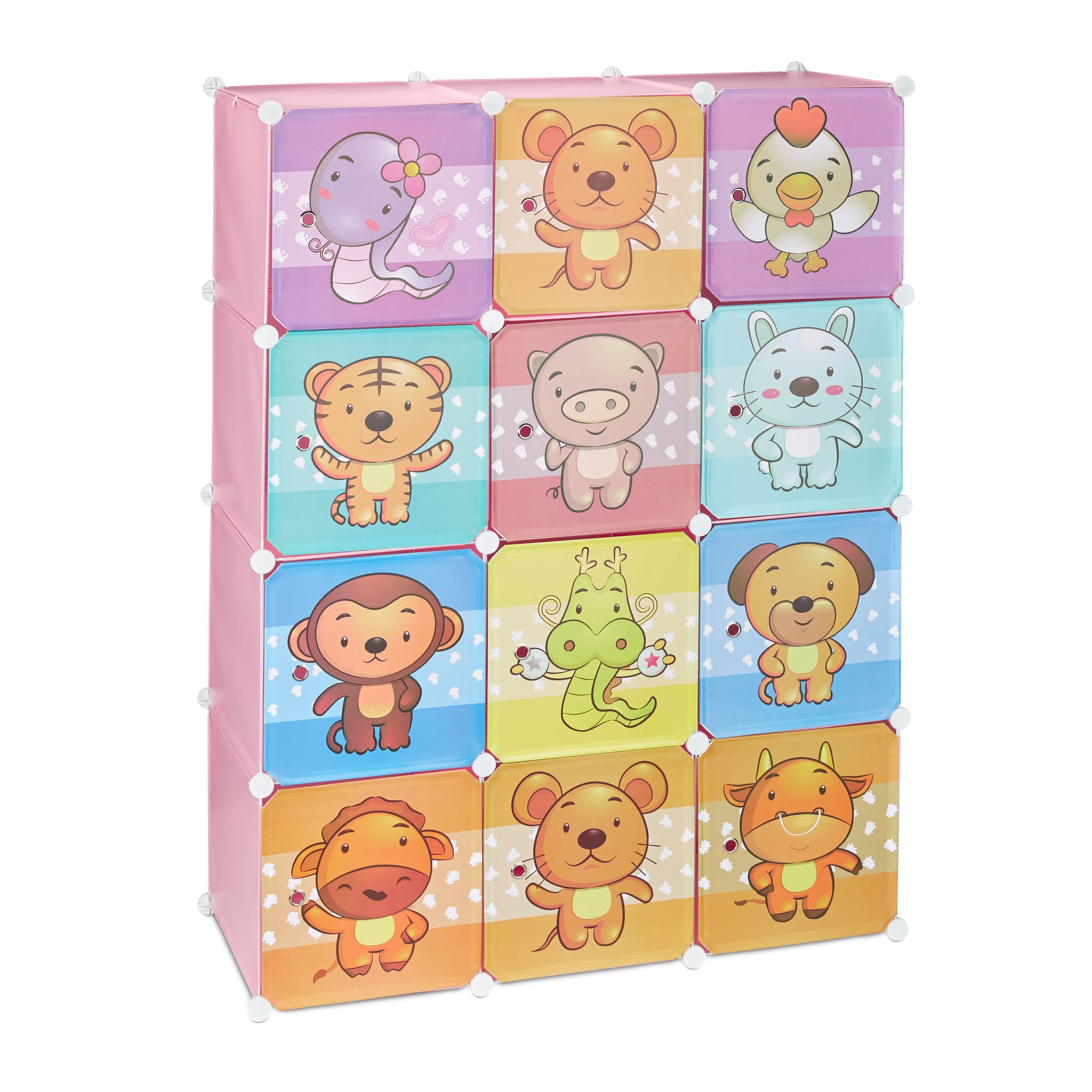 Steckregal Kinderzimmer mit Motiv Orange-Pink-Rosa von Relaxdays