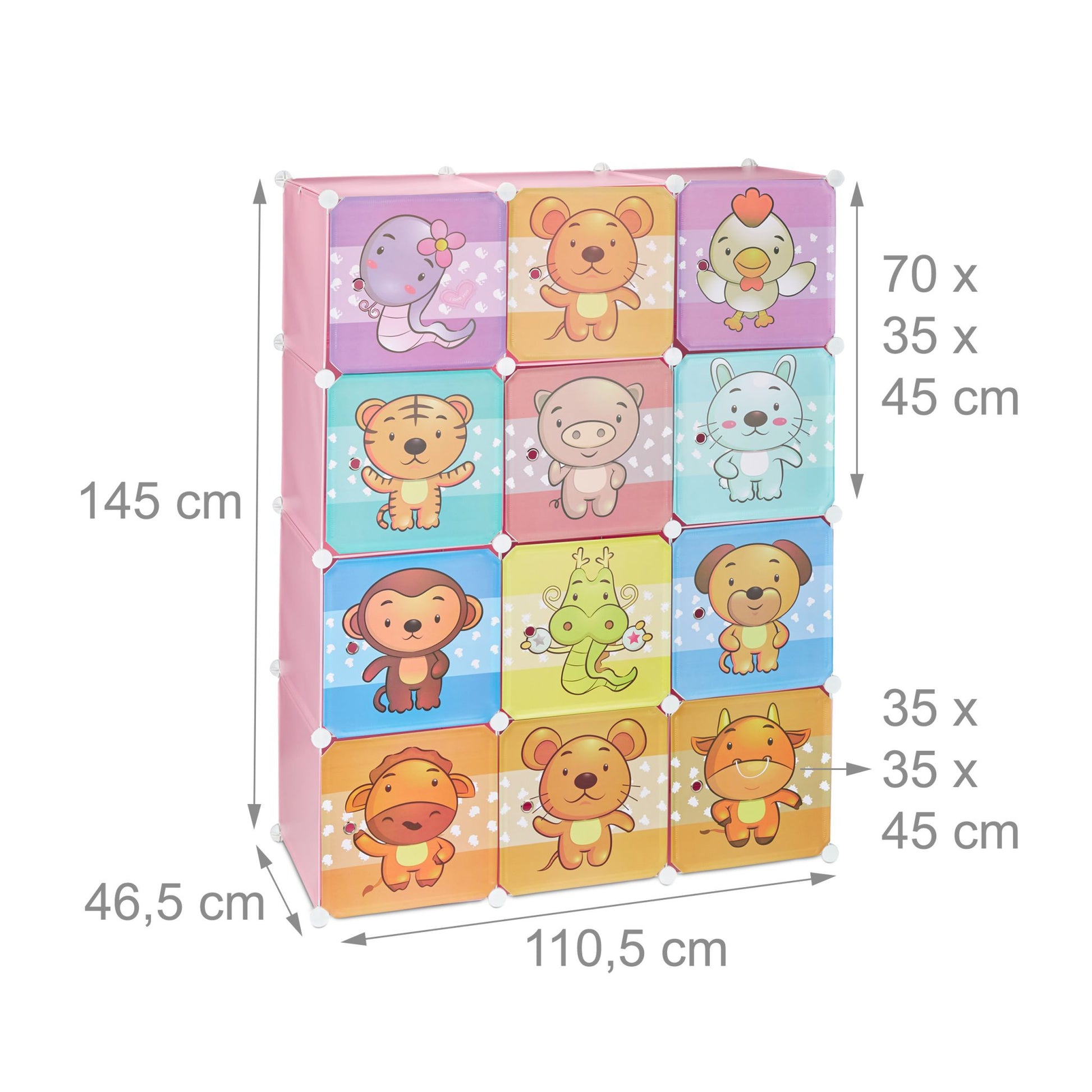 Steckregal Kinderzimmer mit Motiv Orange-Pink-Rosa von Relaxdays