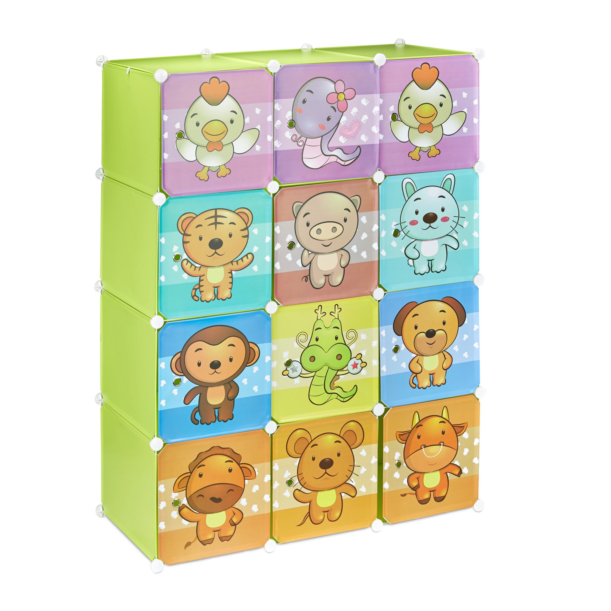 Steckregal Kinderzimmer mit Motiv Blau-Grün-Orange von Relaxdays