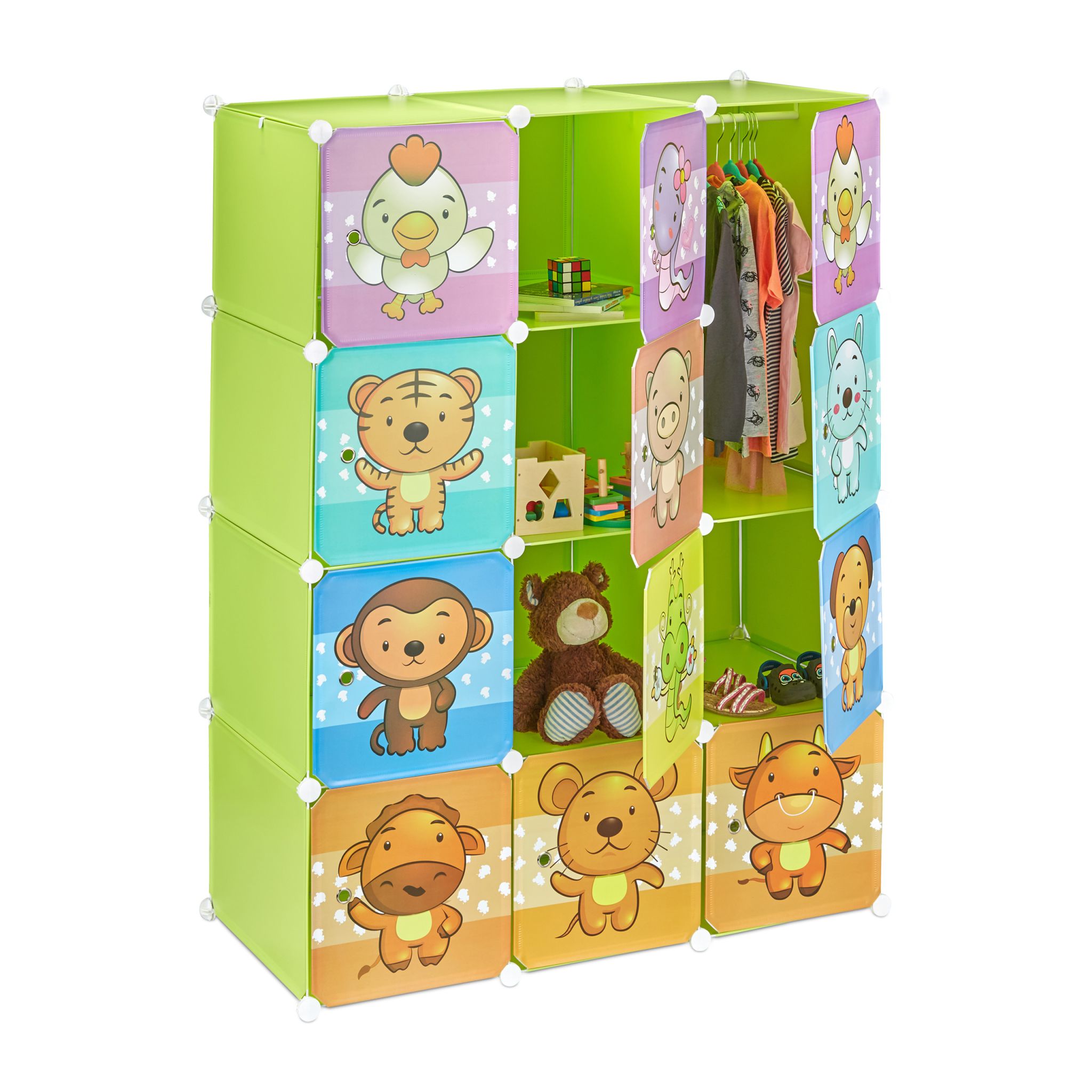 Steckregal Kinderzimmer mit Motiv Blau-Grün-Orange von Relaxdays