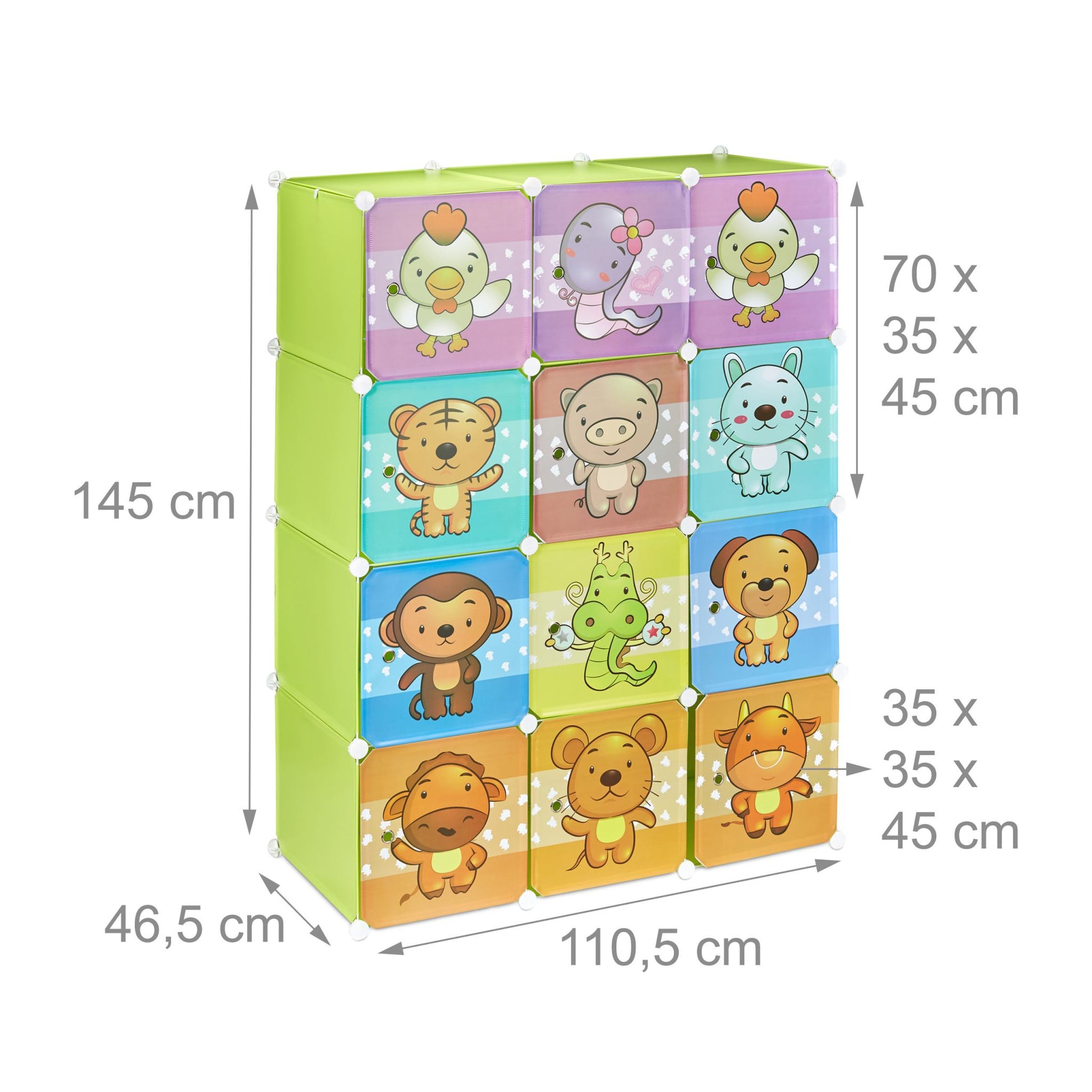 Steckregal Kinderzimmer mit Motiv Blau-Grün-Orange von Relaxdays