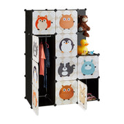 Steckregal Kinderzimmer mit Tiermotiven Beige-Weiss-Schwarz von Relaxdays