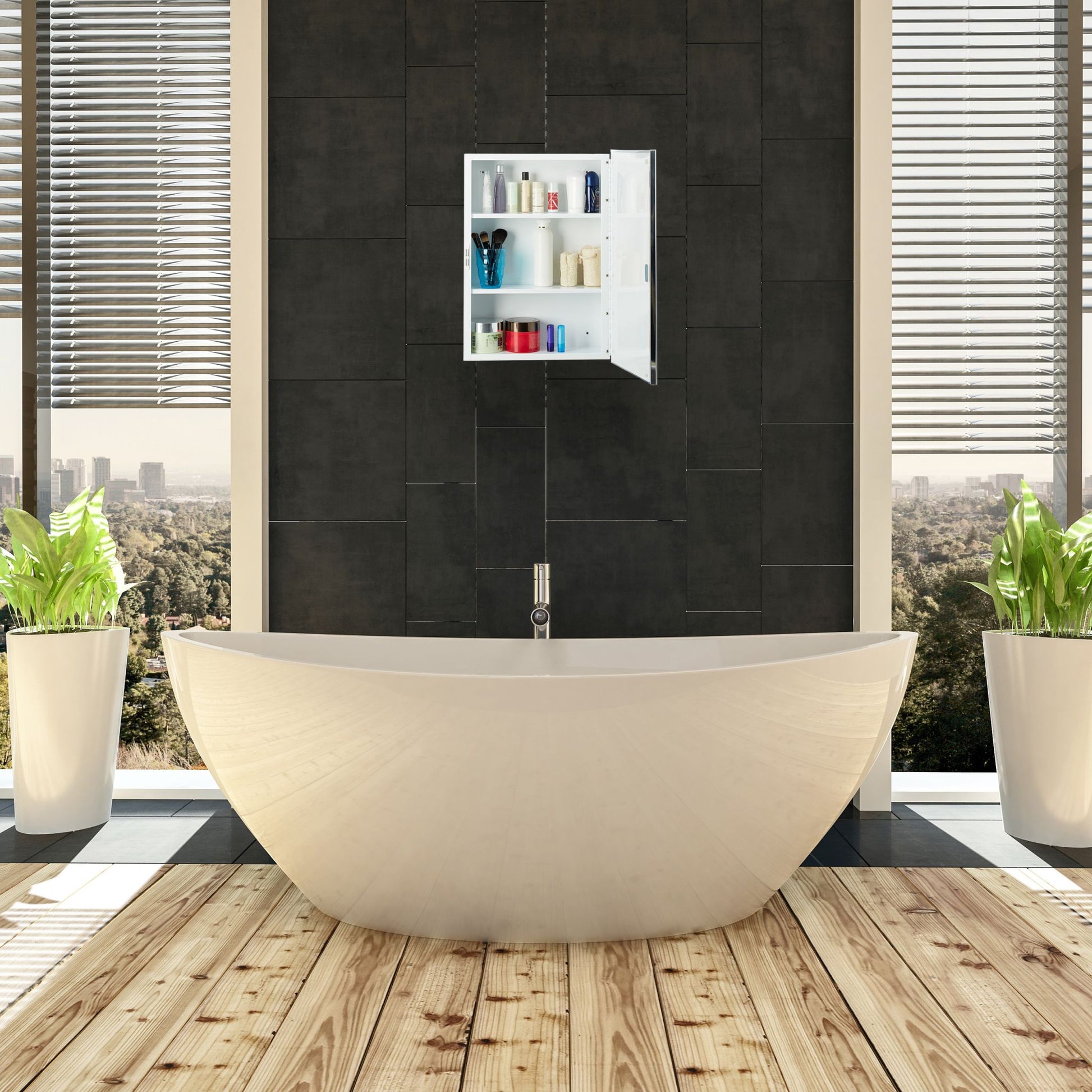 Spiegelschrank Bad Weiss-Transparent von Relaxdays