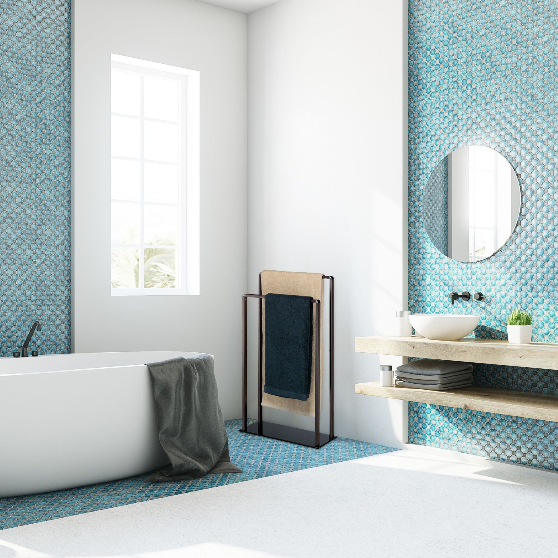 Handtuchständer freistehend 2 Stangen Dunkelbraun von Relaxdays