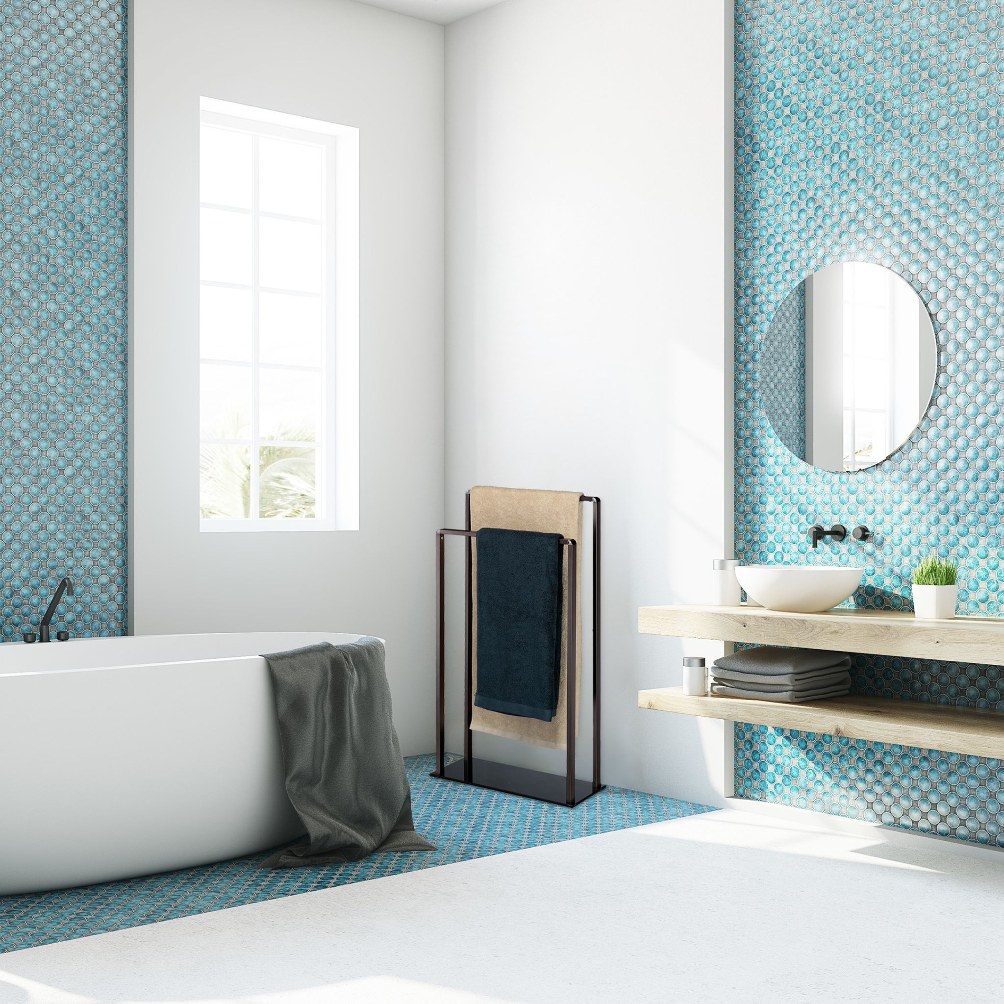 Handtuchständer freistehend 2 Stangen Dunkelbraun von Relaxdays