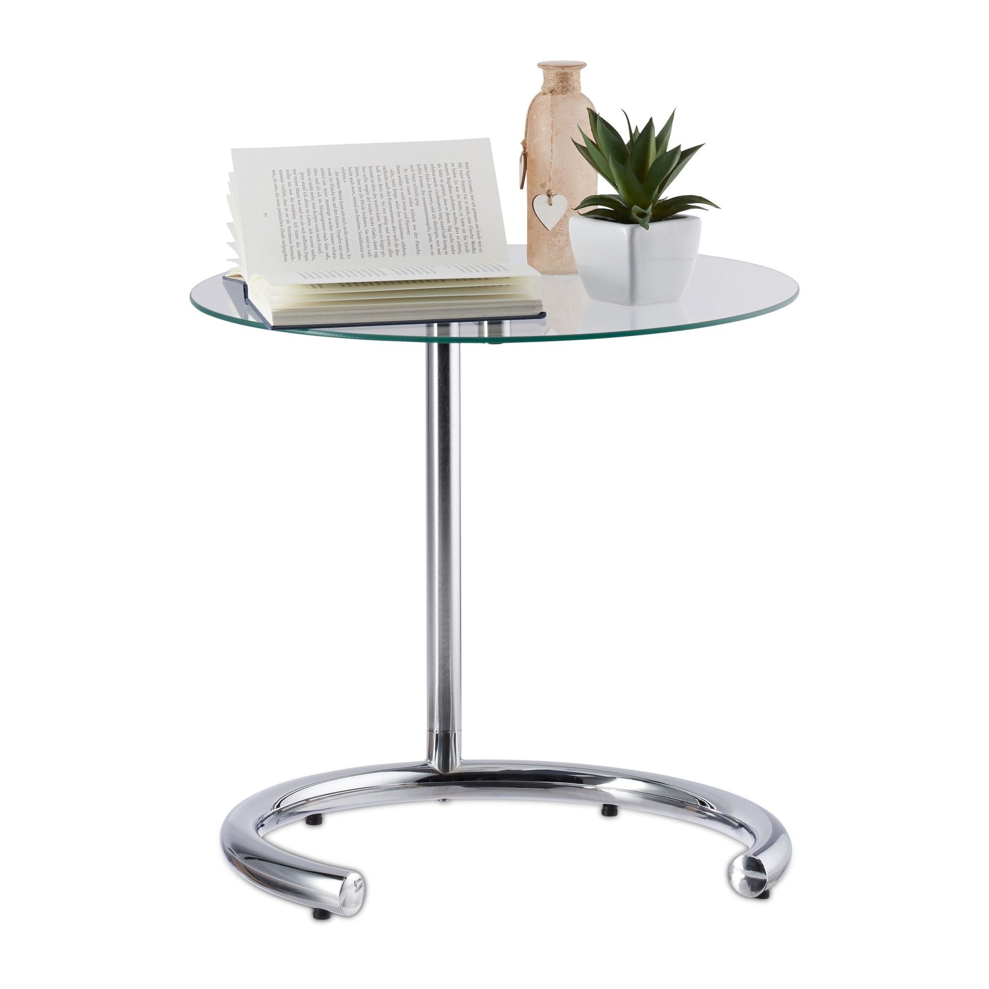Kaffeetisch höhenverstellbar Silber-Transparent von Relaxdays
